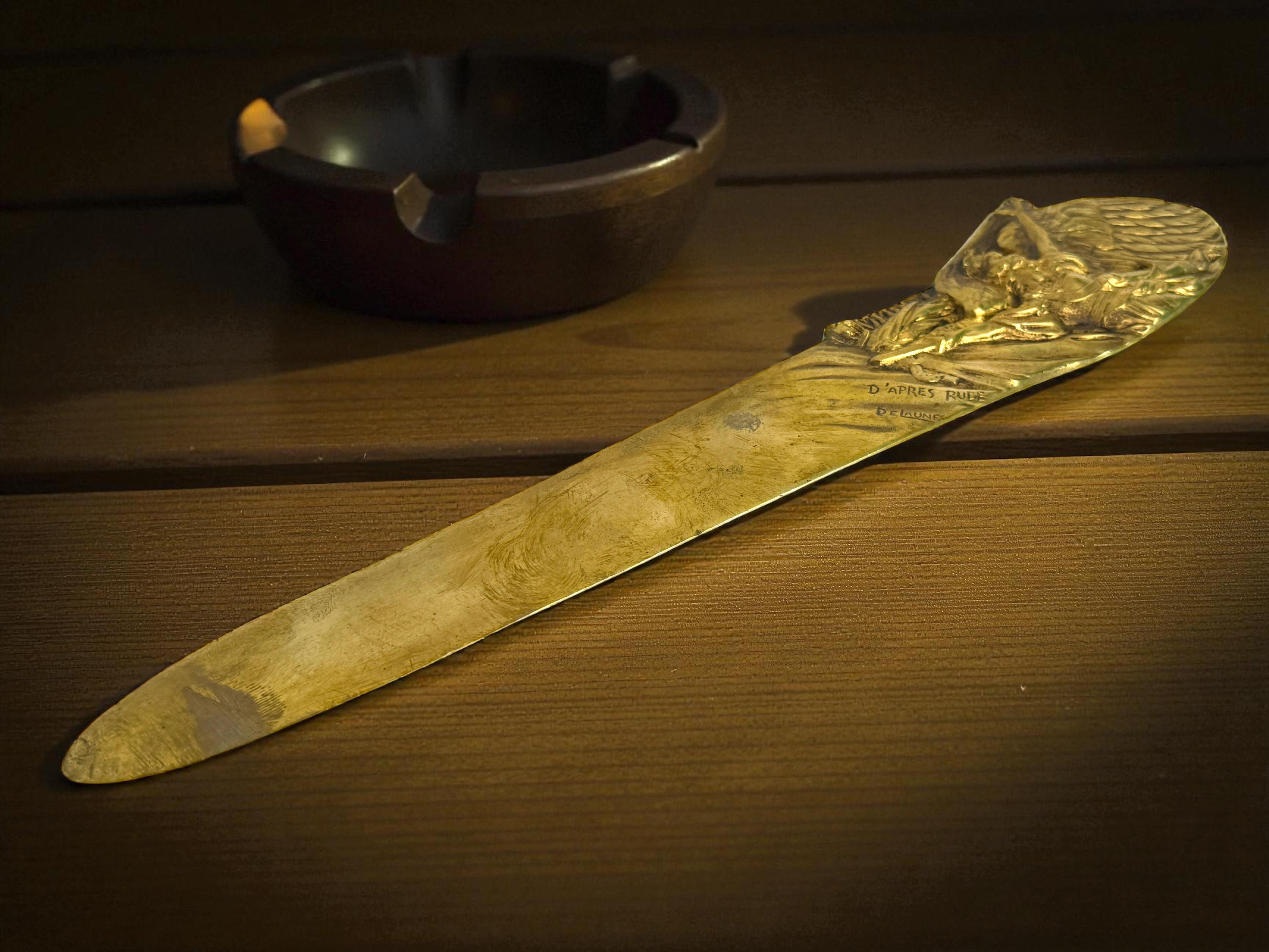 Großer Bronze-Brieföffner Jugendstil Ende 19. Jahrhundert signiert DeLaune, Frankreich im Angebot 6