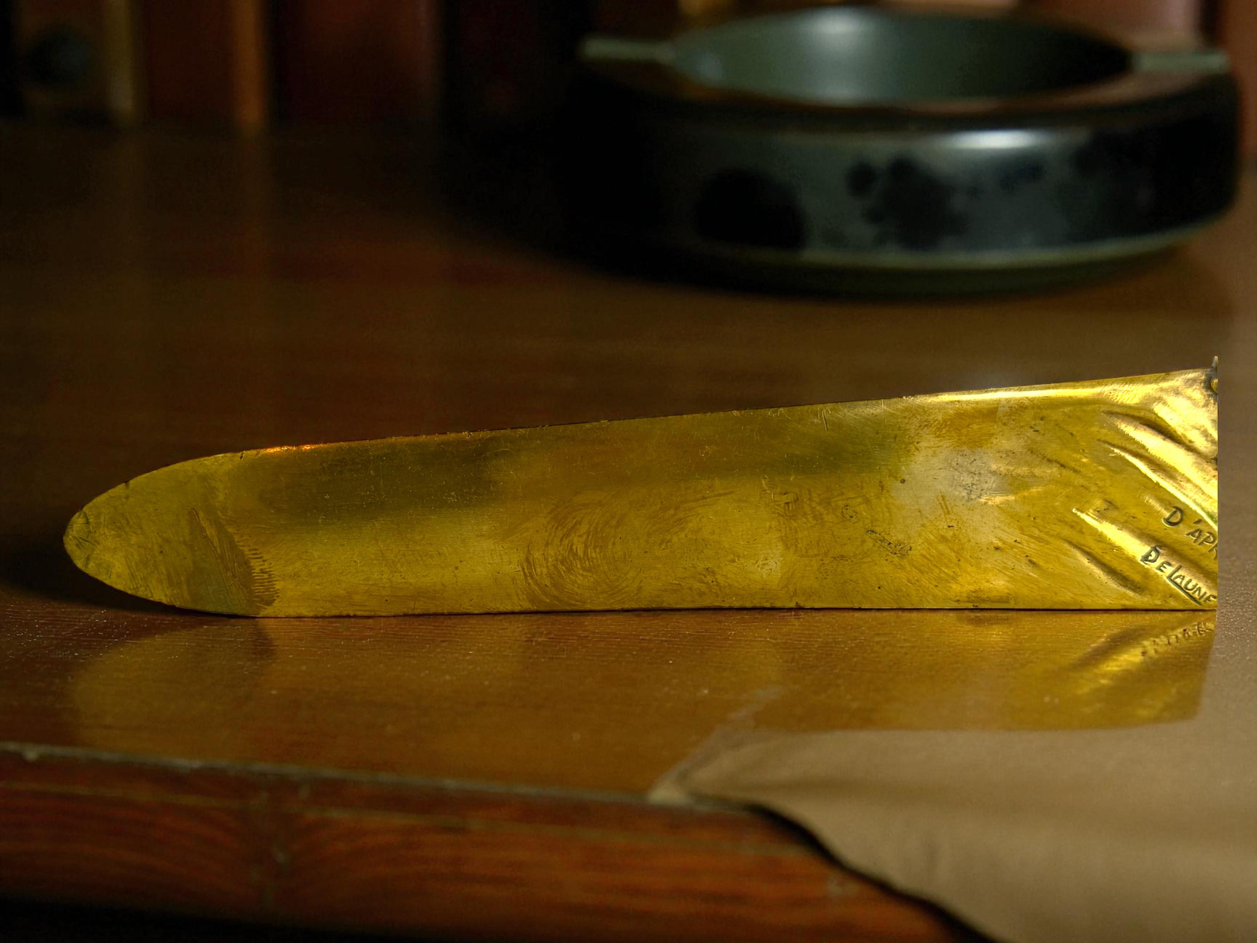 Großer Bronze-Brieföffner Jugendstil Ende 19. Jahrhundert signiert DeLaune, Frankreich im Angebot 7