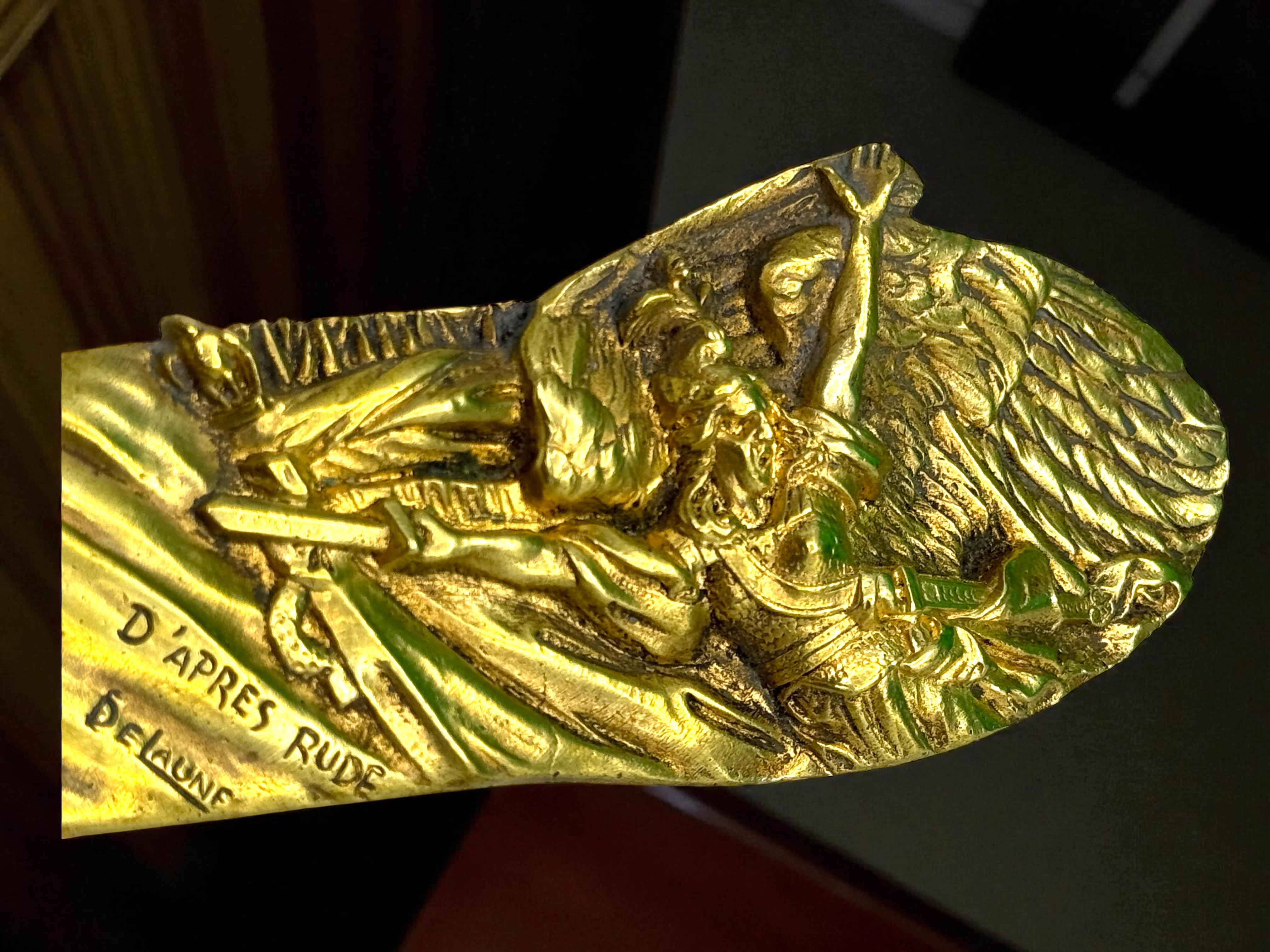 Großer Bronze-Brieföffner Jugendstil Ende 19. Jahrhundert signiert DeLaune, Frankreich im Angebot 9