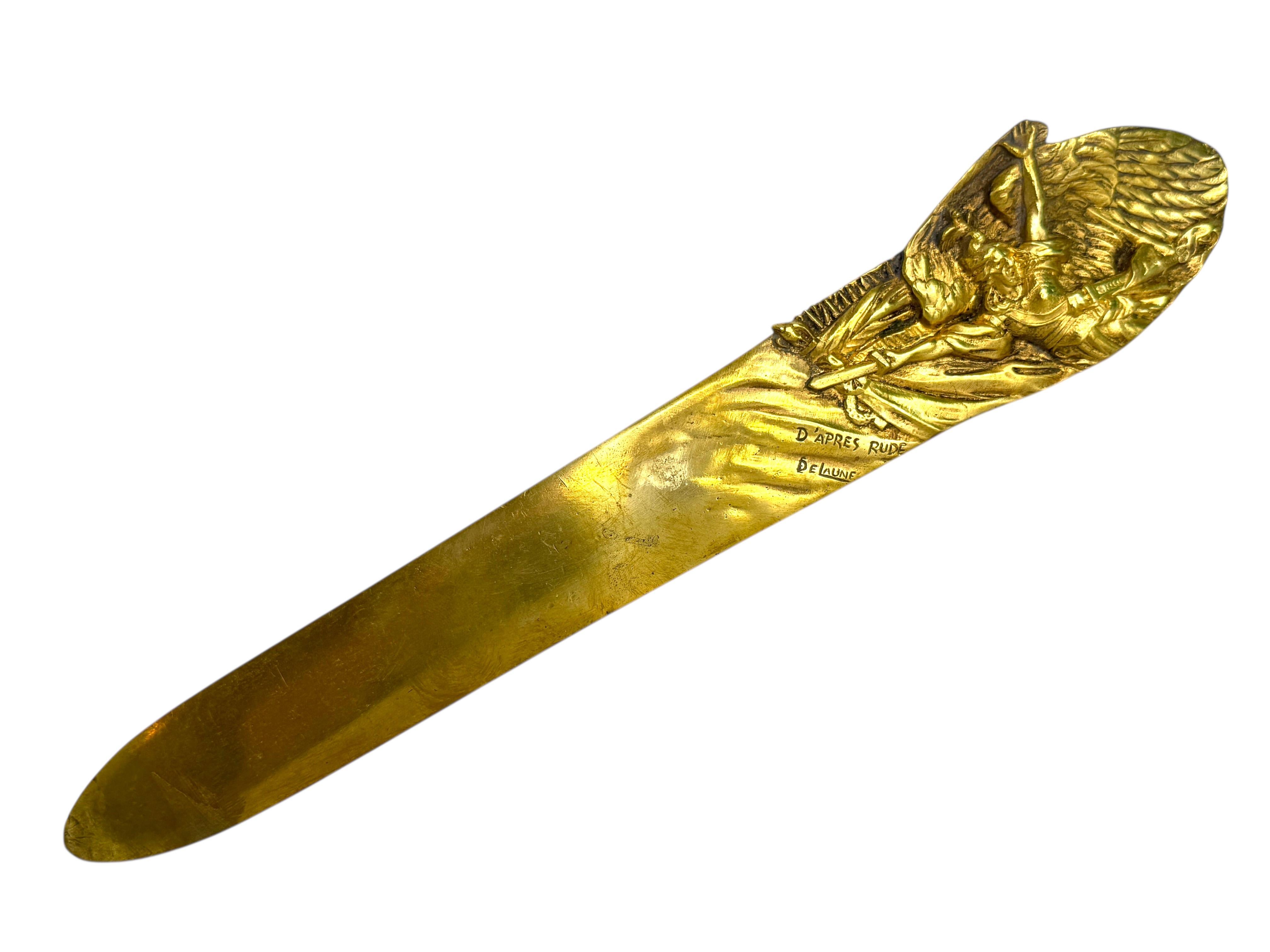 Großer Bronze-Brieföffner Jugendstil Ende 19. Jahrhundert signiert DeLaune, Frankreich (Belle Époque) im Angebot