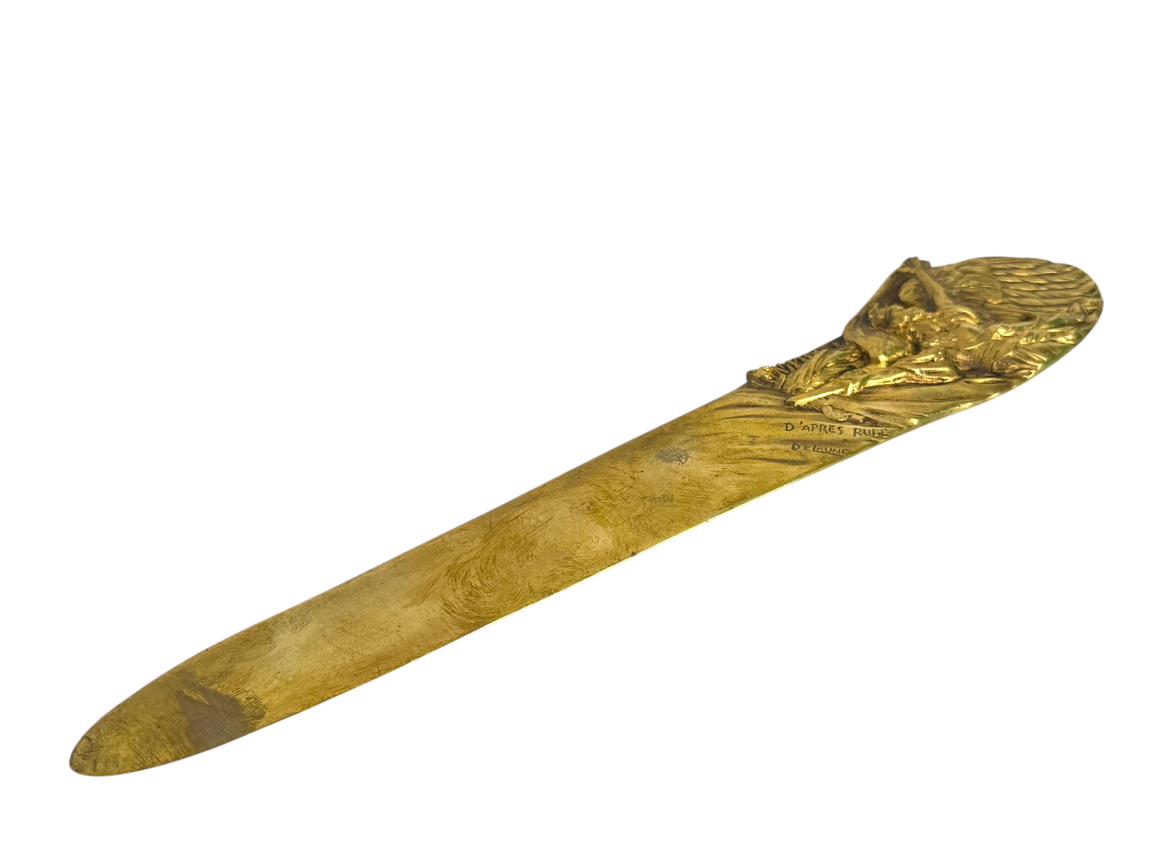 Großer Bronze-Brieföffner Jugendstil Ende 19. Jahrhundert signiert DeLaune, Frankreich (Französisch) im Angebot