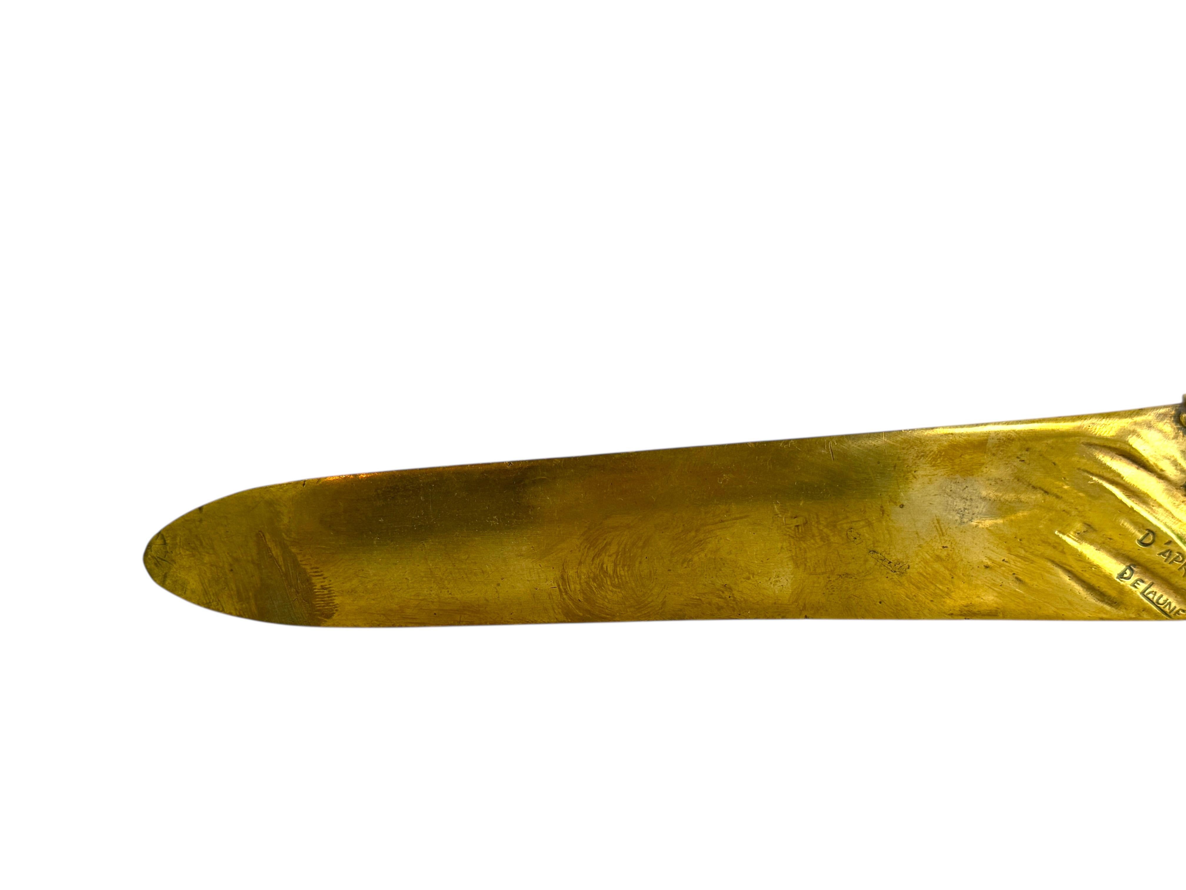 Großer Bronze-Brieföffner Jugendstil Ende 19. Jahrhundert signiert DeLaune, Frankreich im Zustand „Gut“ im Angebot in Nuernberg, DE