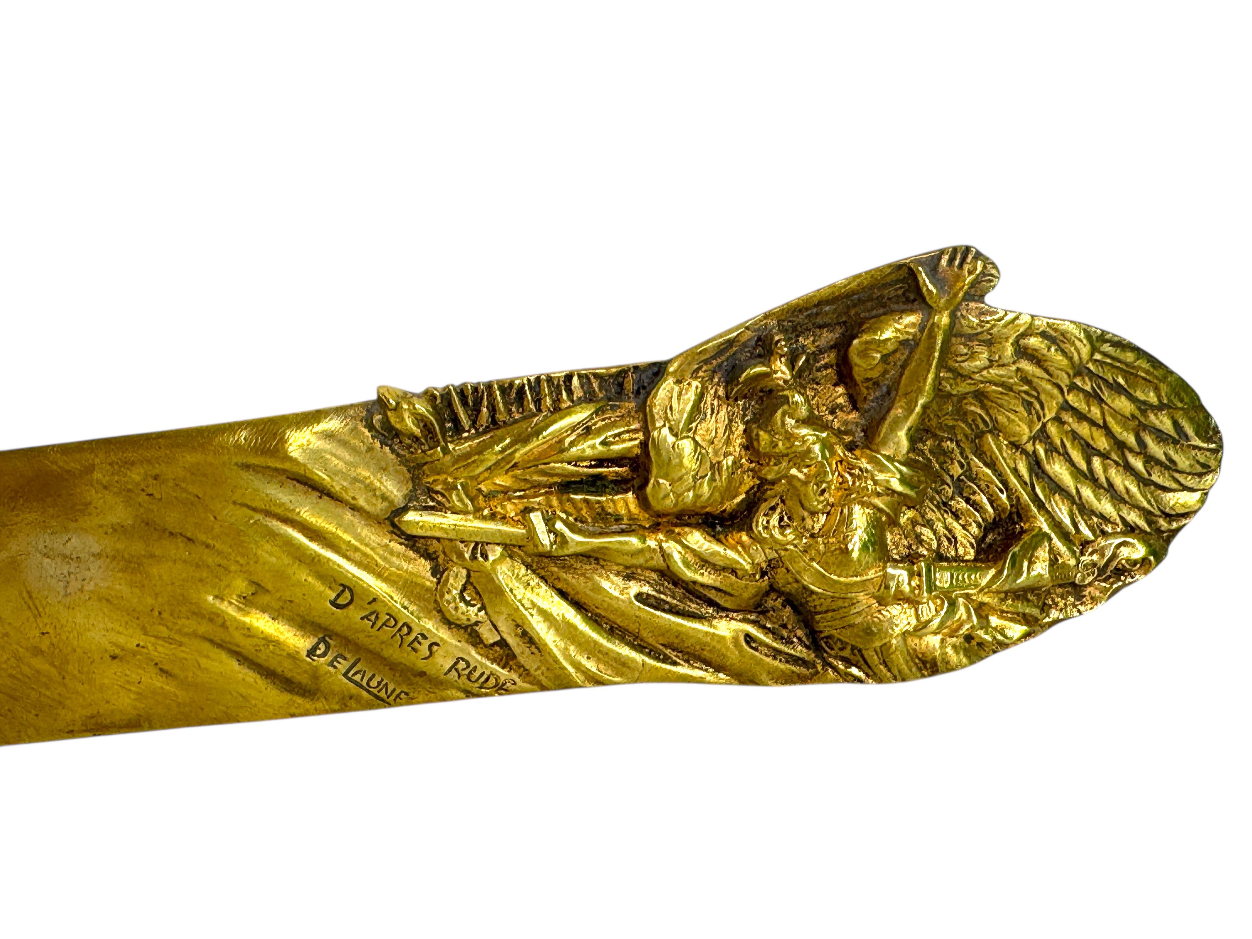 Großer Bronze-Brieföffner Jugendstil Ende 19. Jahrhundert signiert DeLaune, Frankreich (20. Jahrhundert) im Angebot