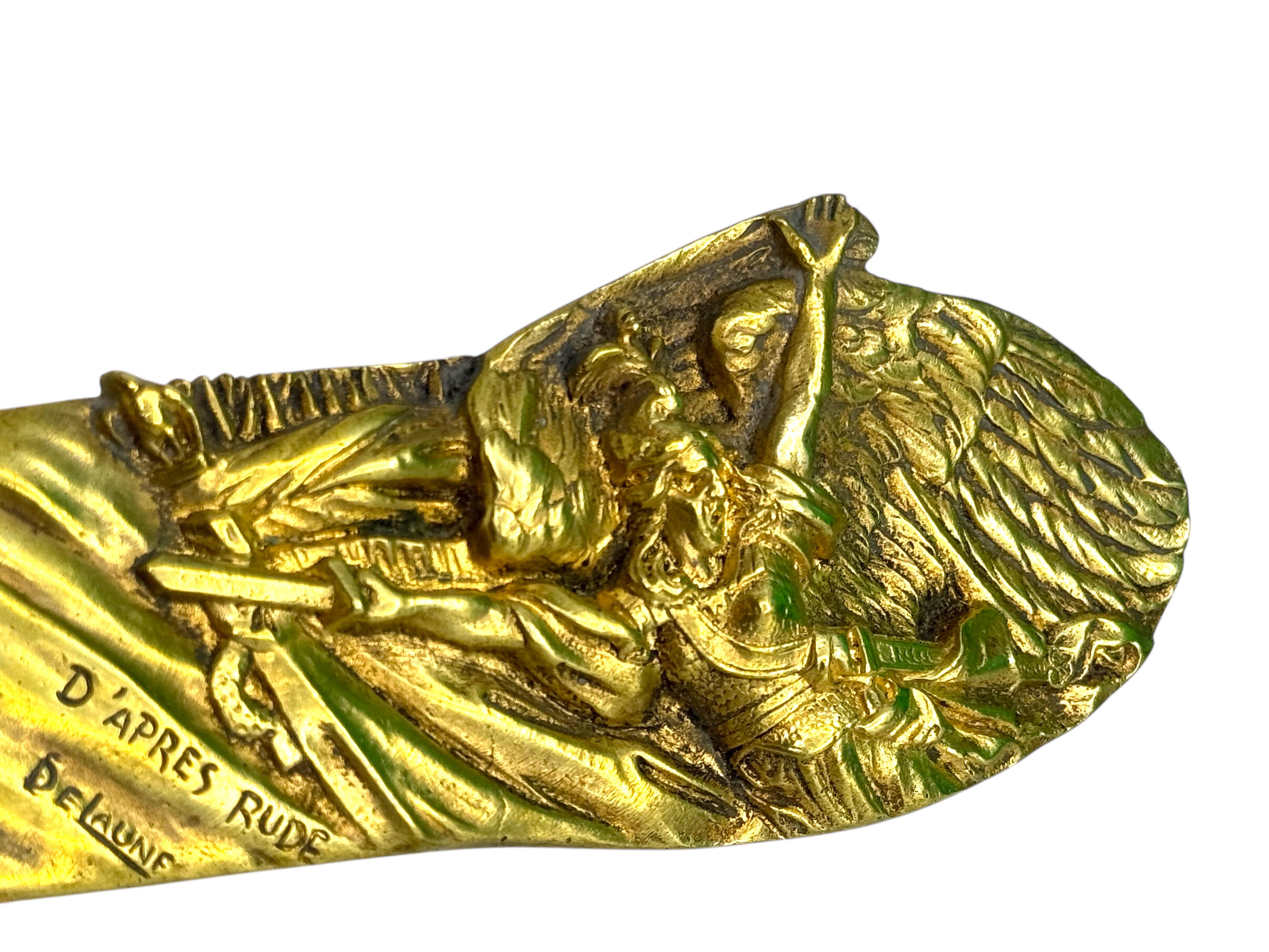 Großer Bronze-Brieföffner Jugendstil Ende 19. Jahrhundert signiert DeLaune, Frankreich im Angebot 1