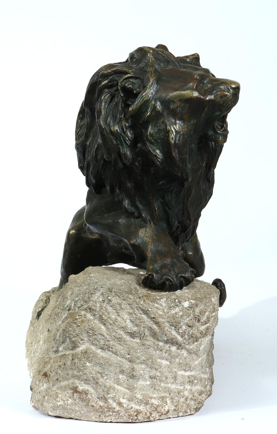 Large Bronze Lion on a Rock by Cartier, c1920 4