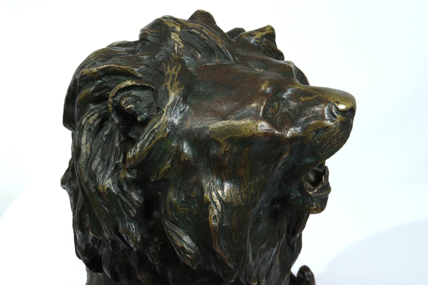 Large Bronze Lion on a Rock by Cartier, c1920 5