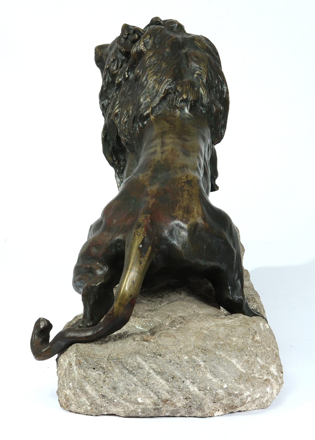 Large Bronze Lion on a Rock by Cartier, c1920 1