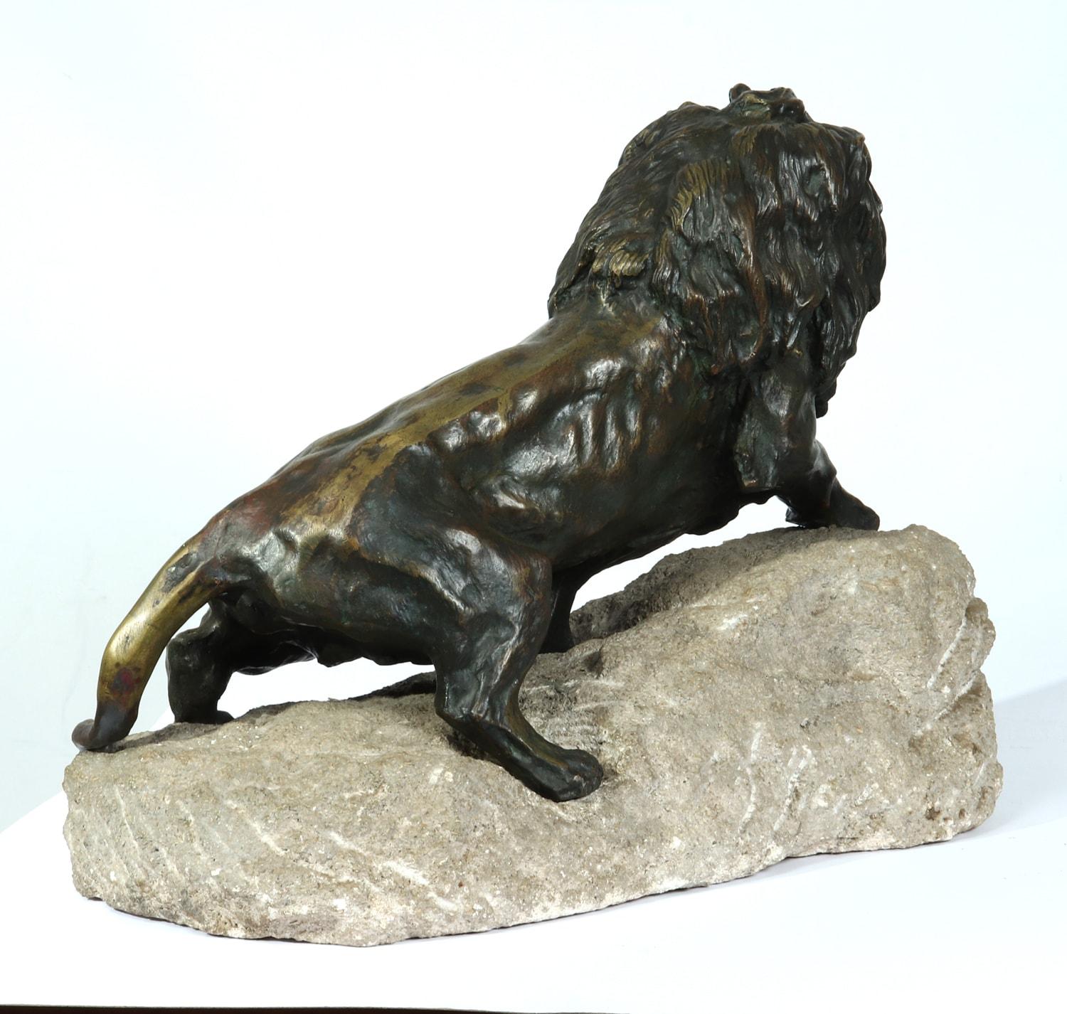 Large Bronze Lion on a Rock by Cartier, c1920 2