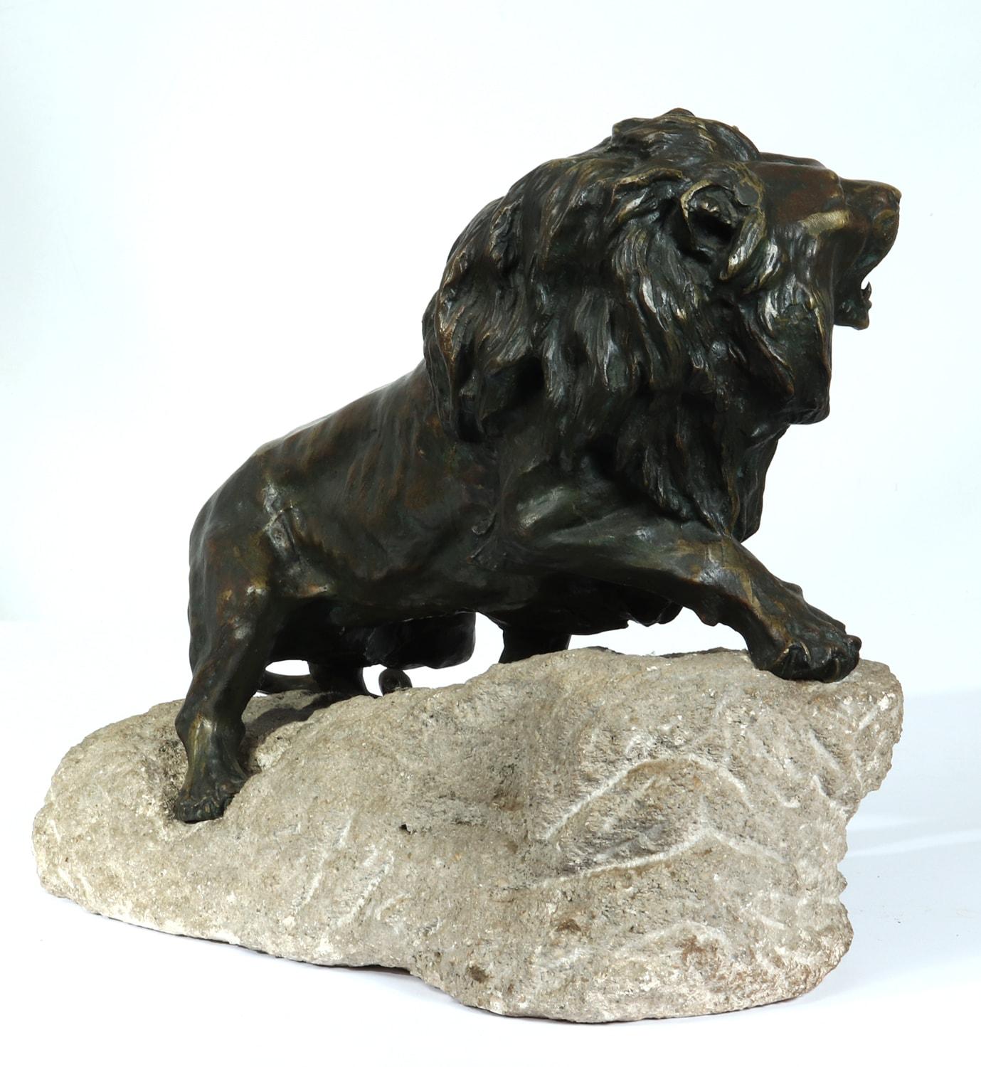 Large Bronze Lion on a Rock by Cartier, c1920 3