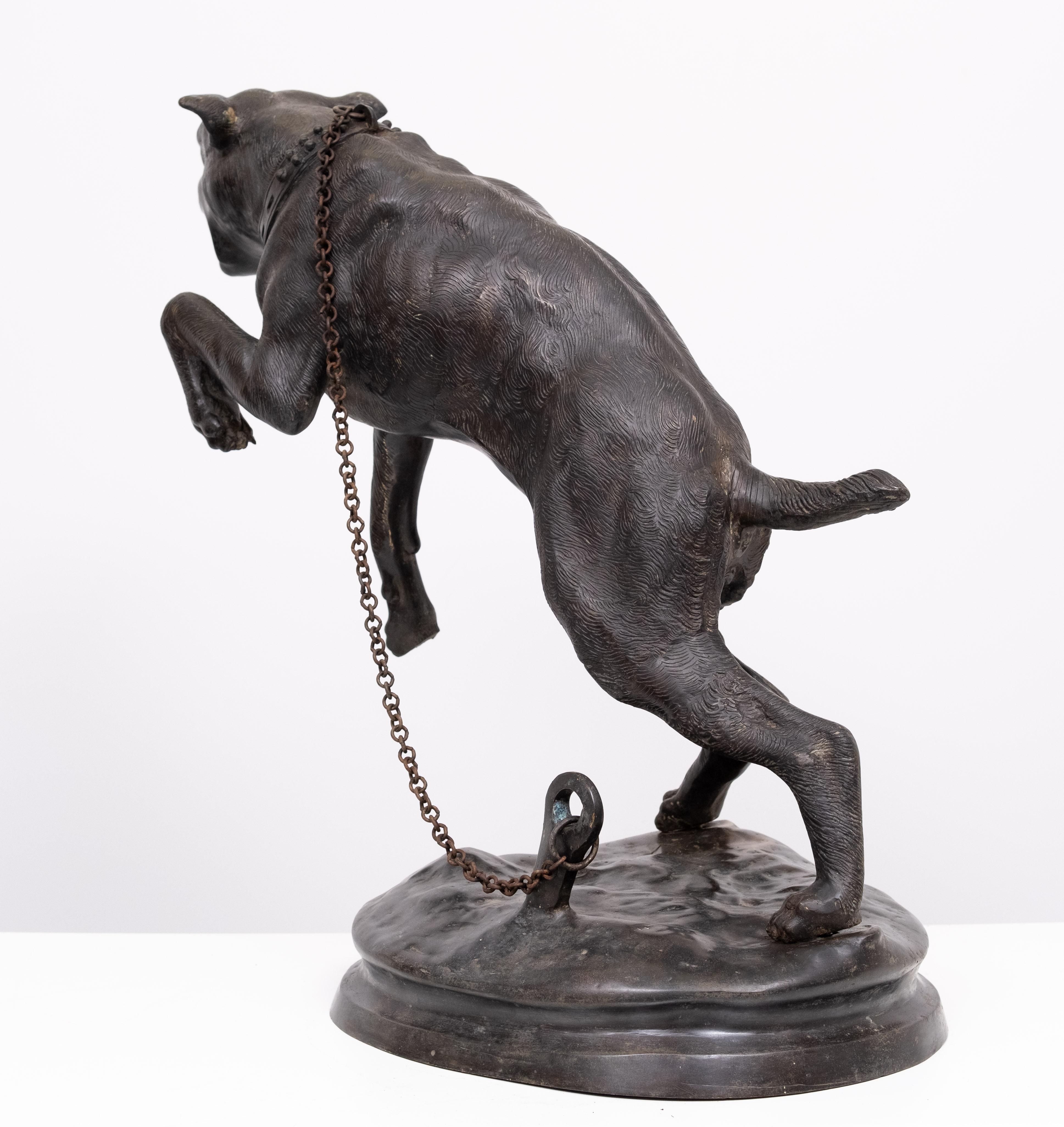 Perro mastín grande de bronce  Charles Valton  1890 Francia en venta 3