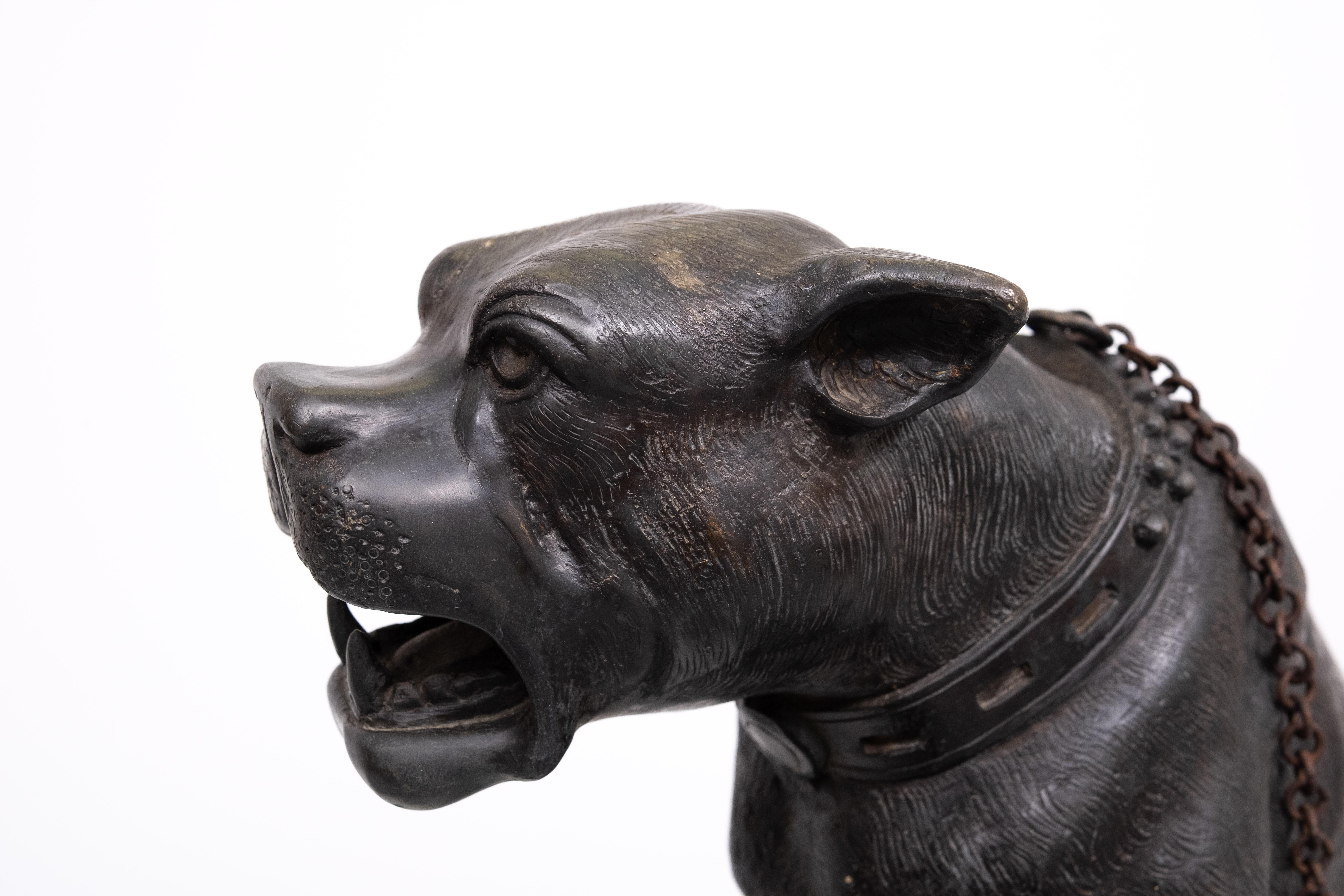 Perro mastín grande de bronce  Charles Valton  1890 Francia en venta 4