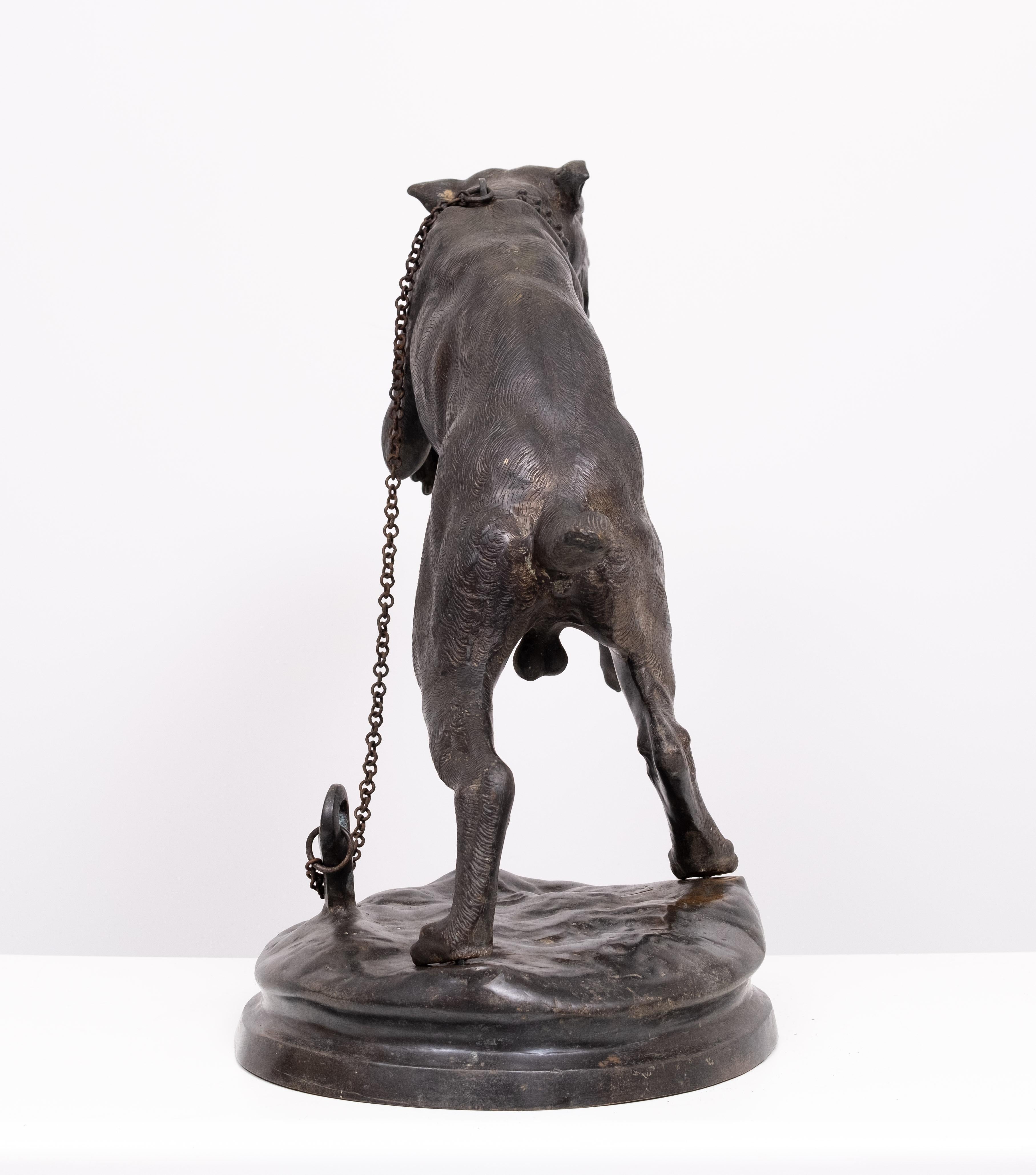 Perro mastín grande de bronce  Charles Valton  1890 Francia en venta 5