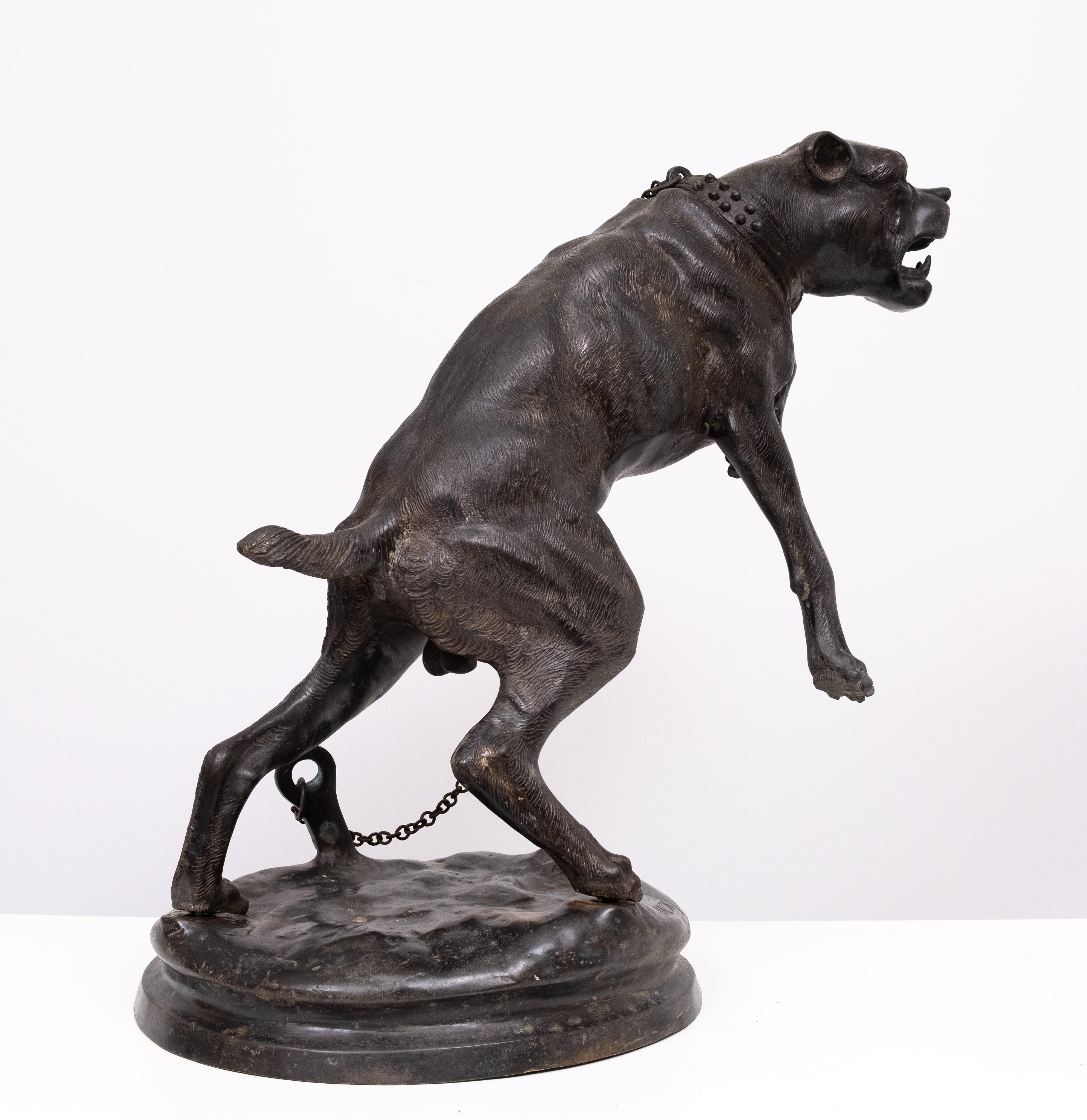 Perro mastín grande de bronce  Charles Valton  1890 Francia en venta 6