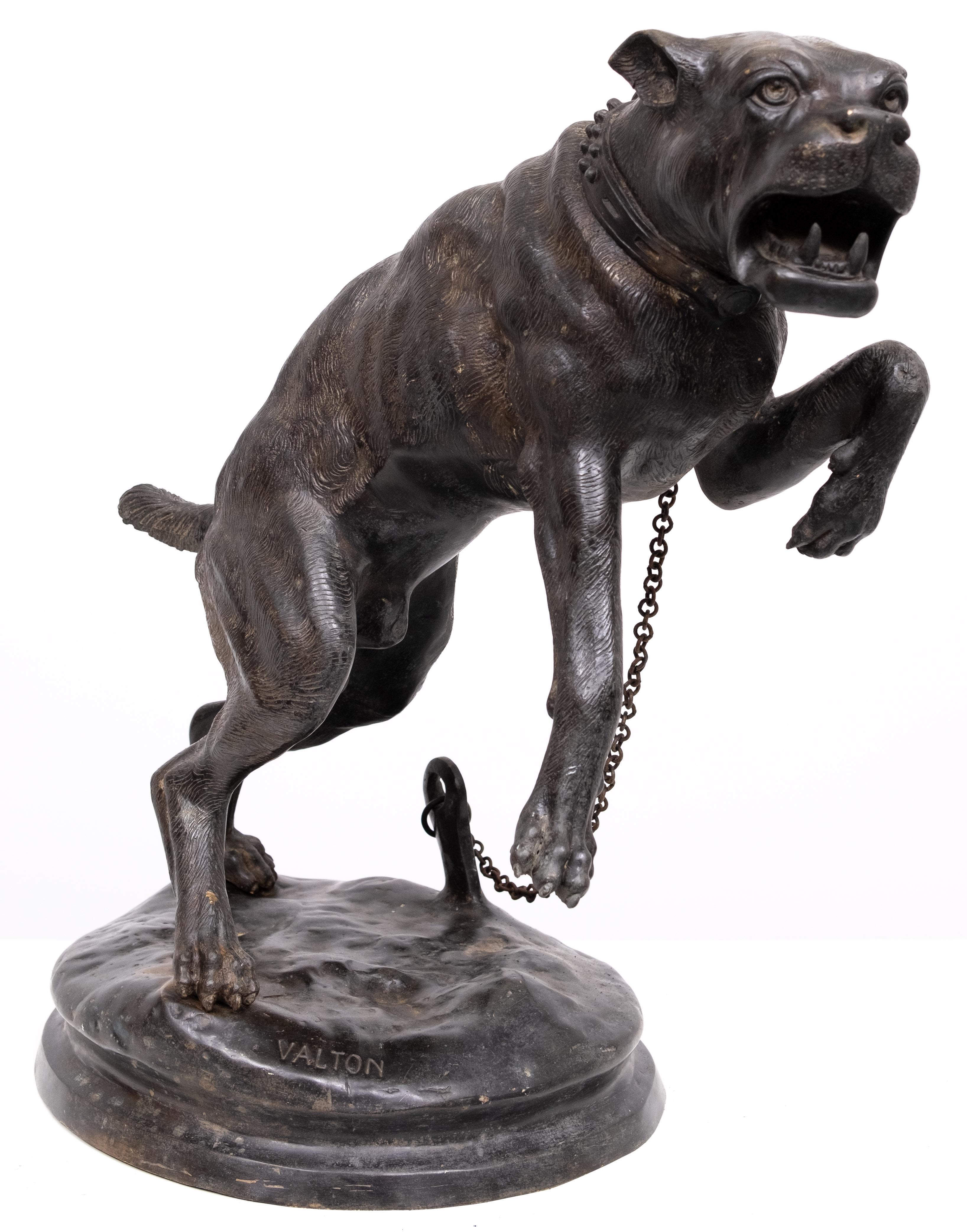 Perro mastín grande de bronce  Charles Valton  1890 Francia en venta 7