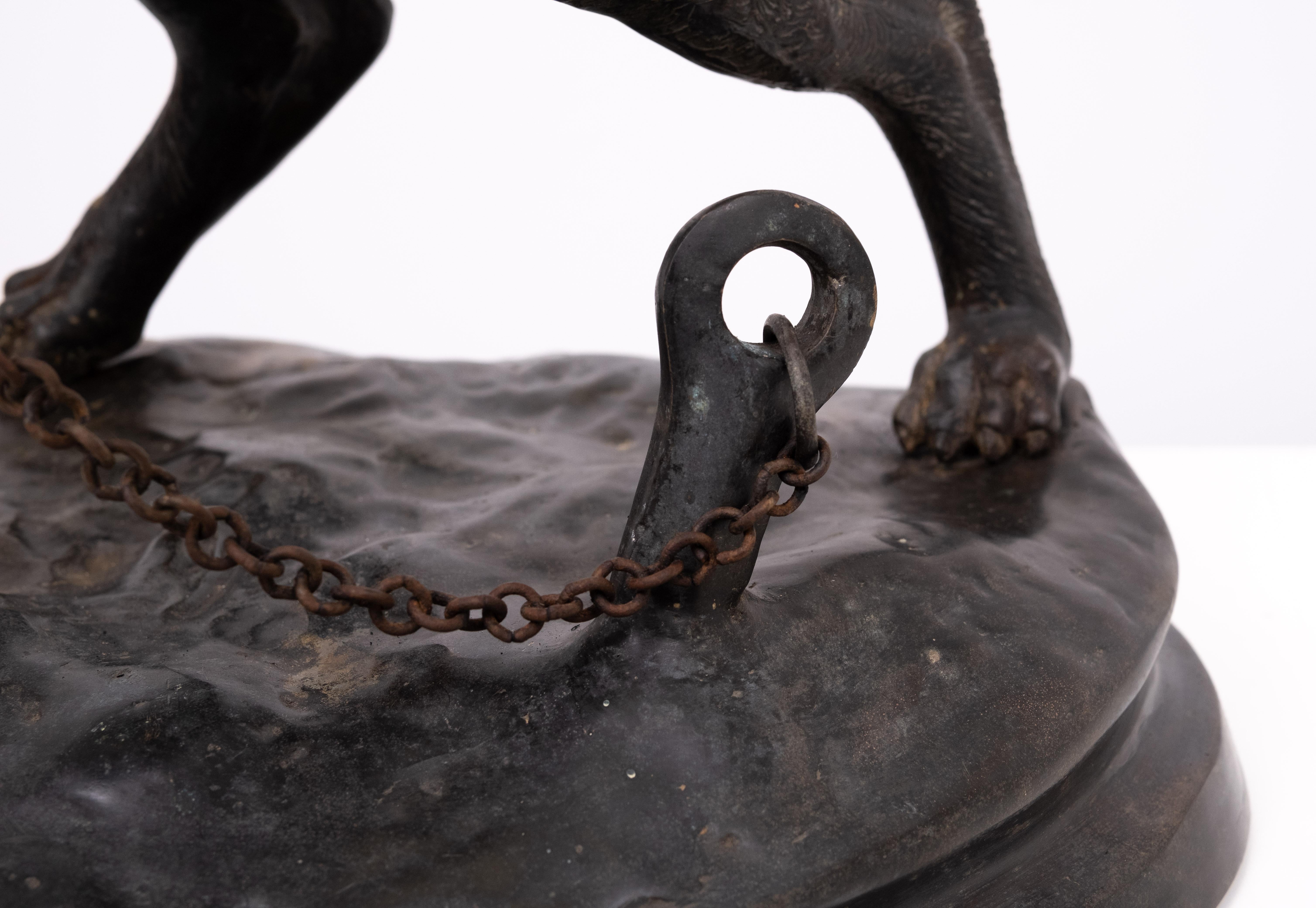 Perro mastín grande de bronce  Charles Valton  1890 Francia en venta 1