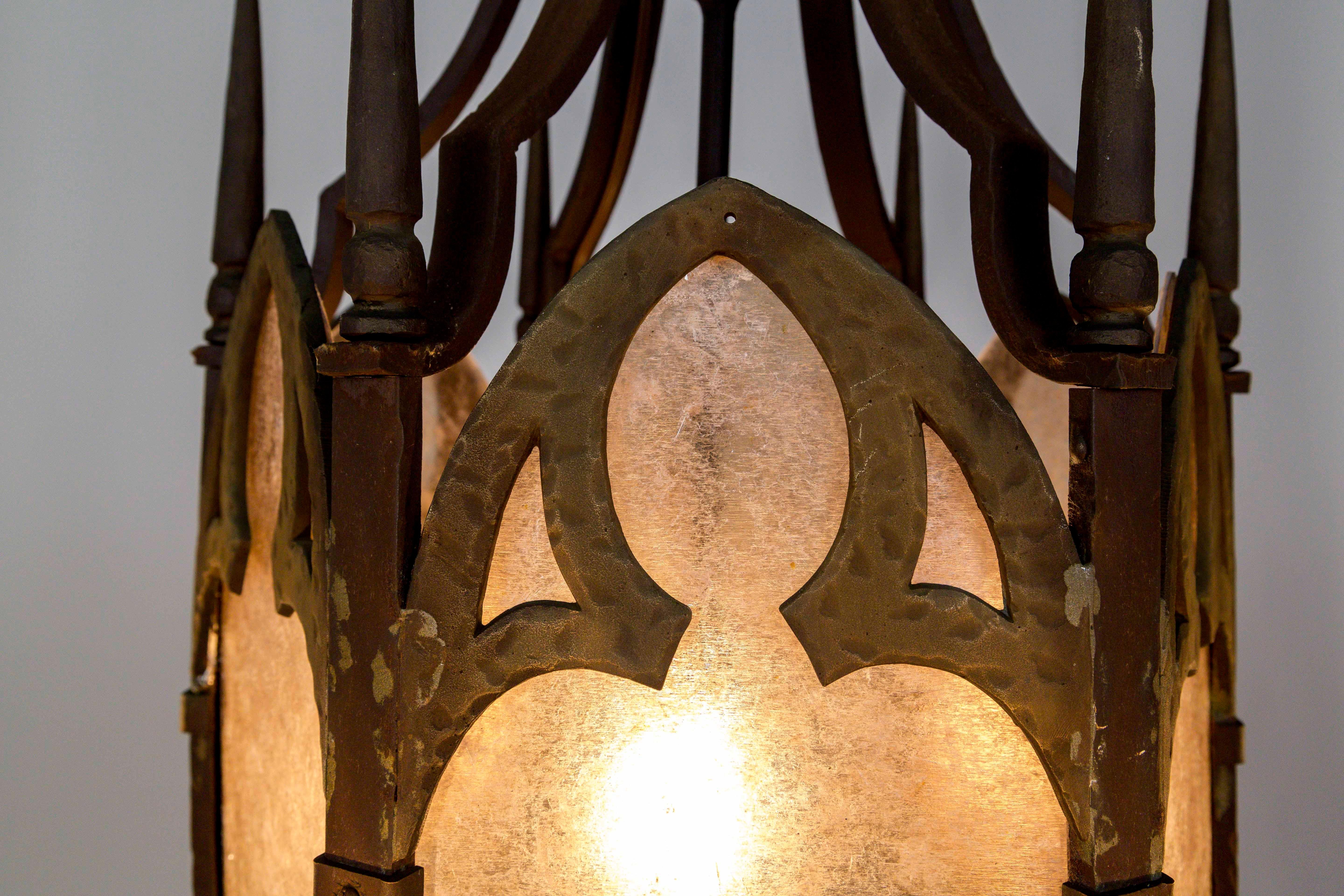 Large Bronze and Mica Antique Gothic Revival Lantern '2 Available' 10