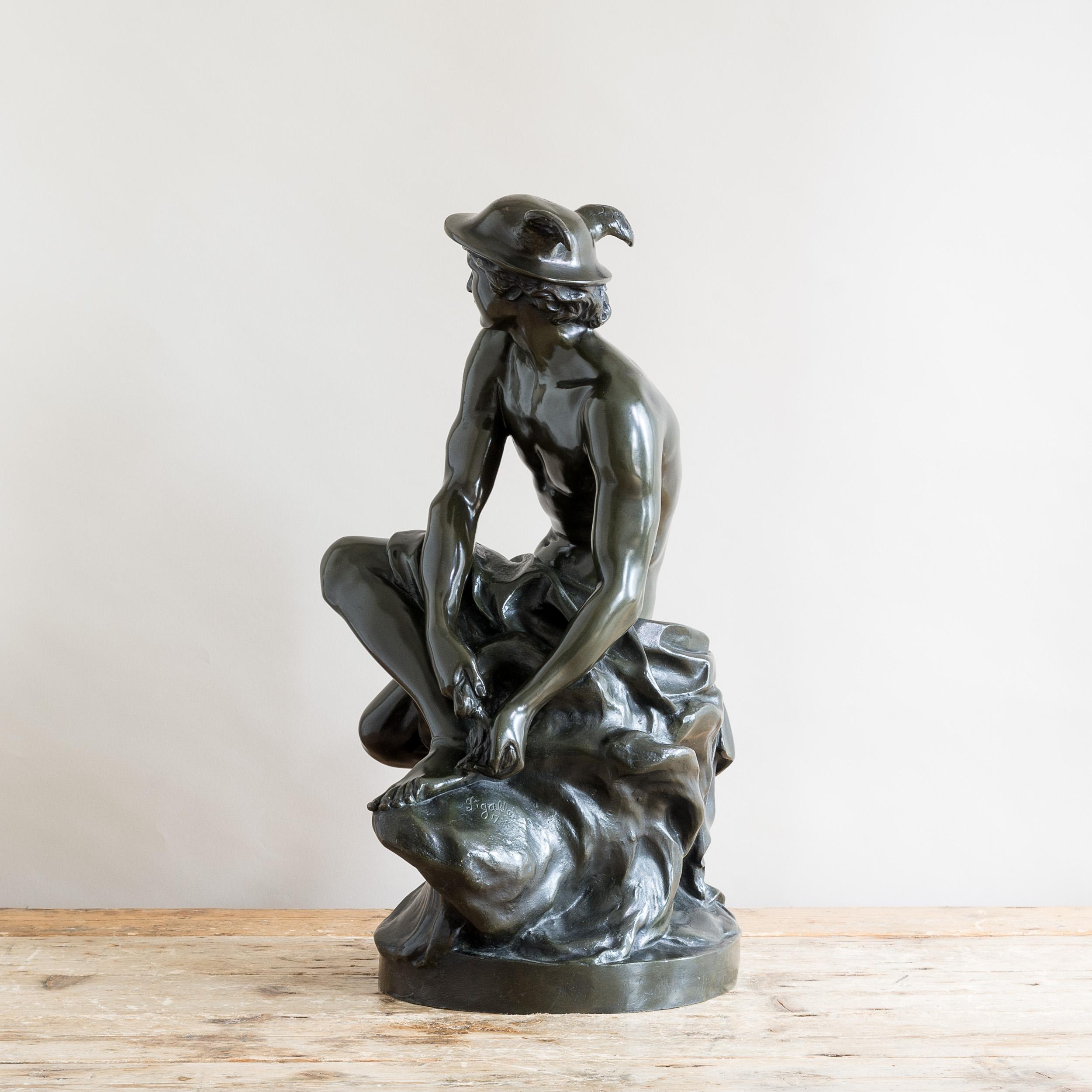 Large Bronze Model of a Seated Mercury For Sale 4