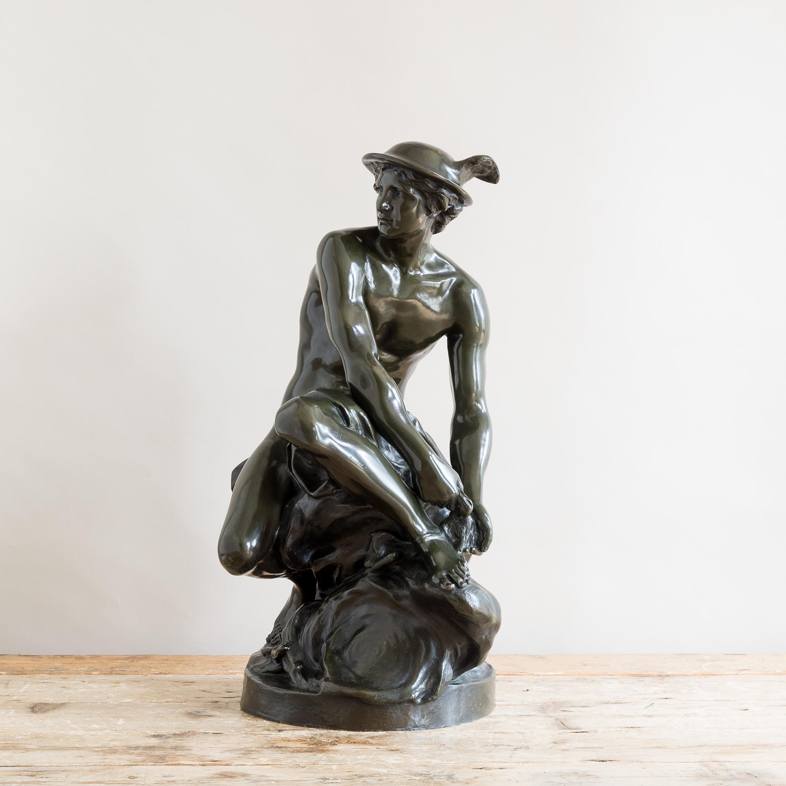 Large Bronze Model of a Seated Mercury For Sale 5