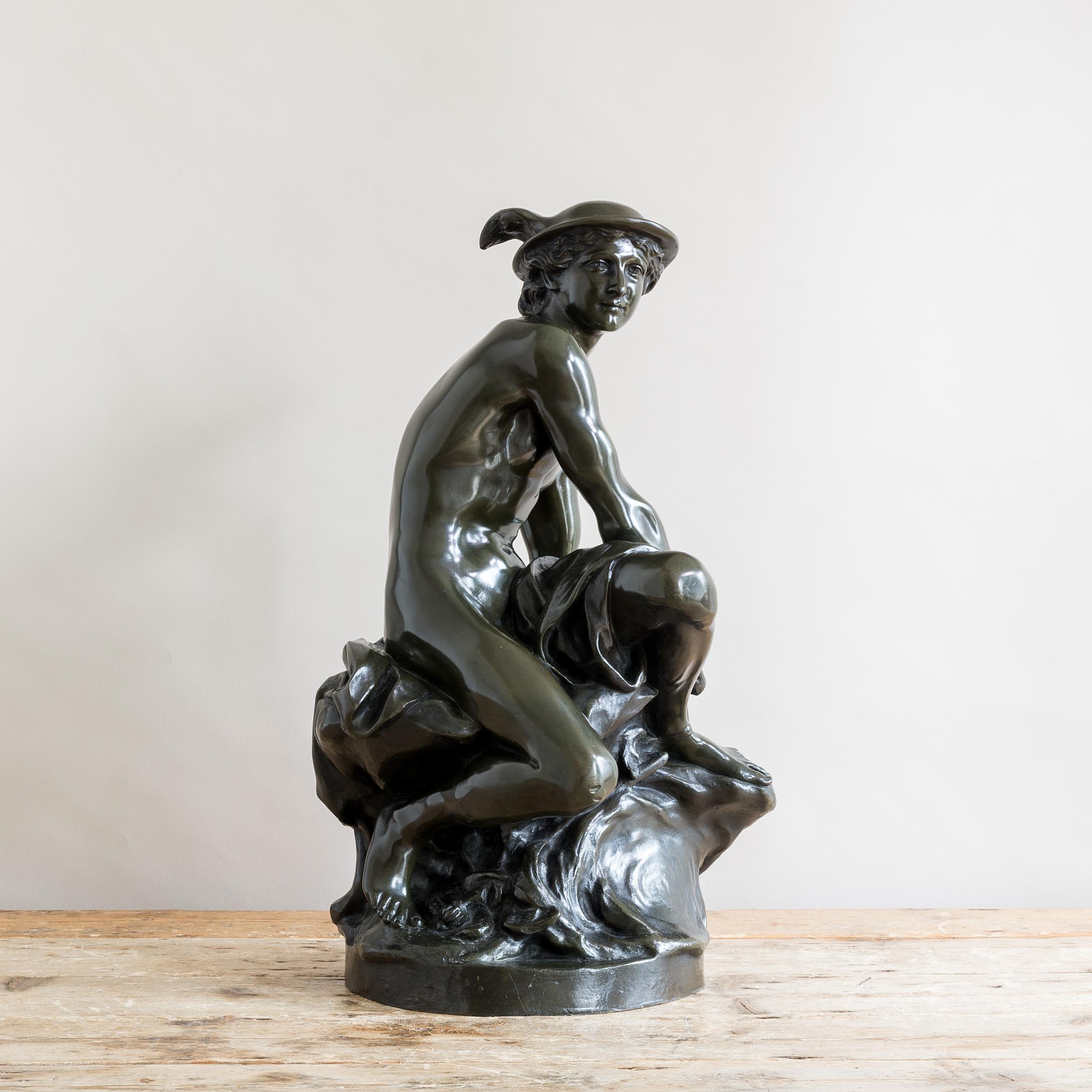 Large Bronze Model of a Seated Mercury For Sale 6