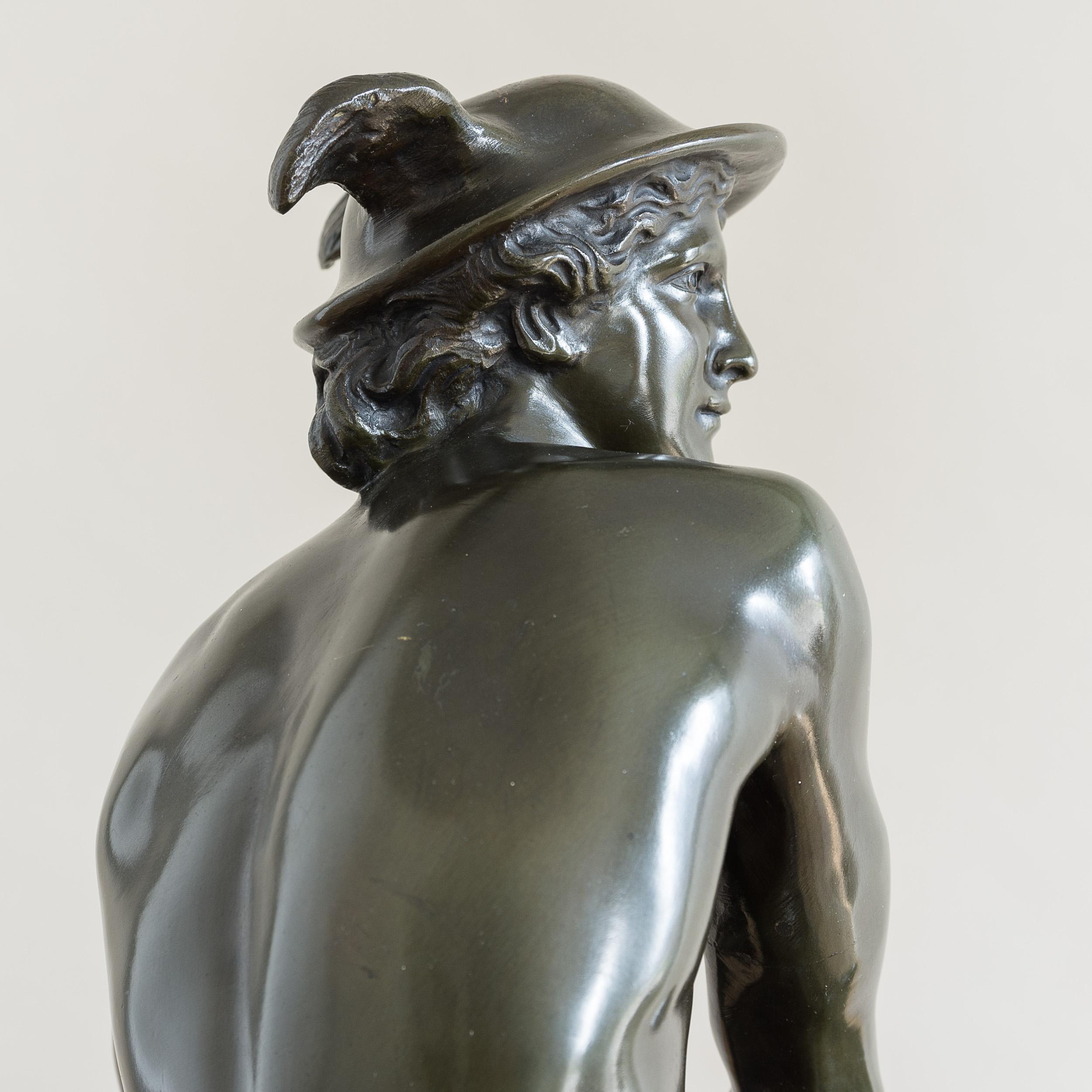 19th Century Large Bronze Model of a Seated Mercury For Sale