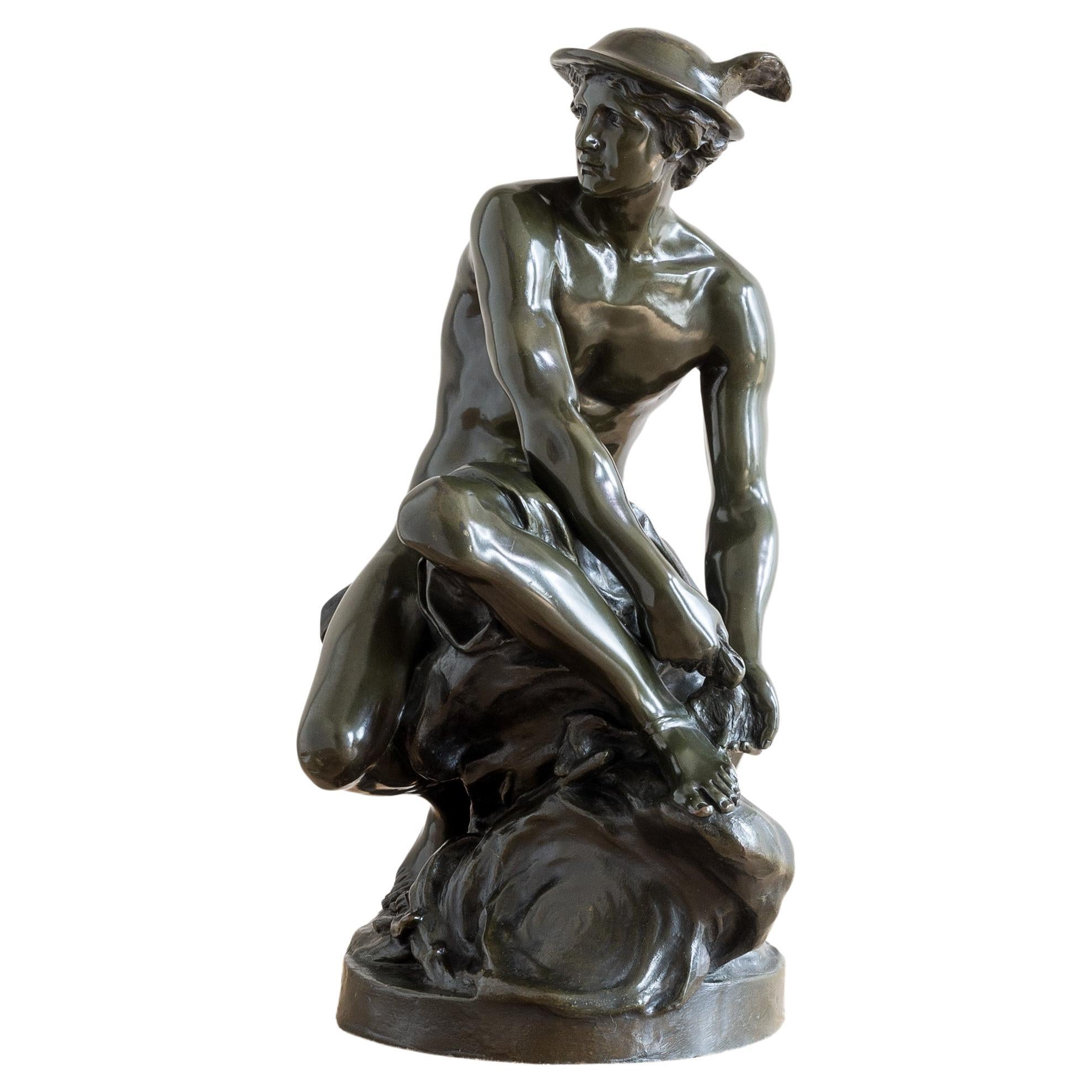Large Bronze Model of a Seated Mercury For Sale