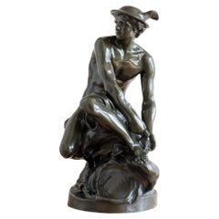 Antique Large Bronze Model of a Seated Mercury