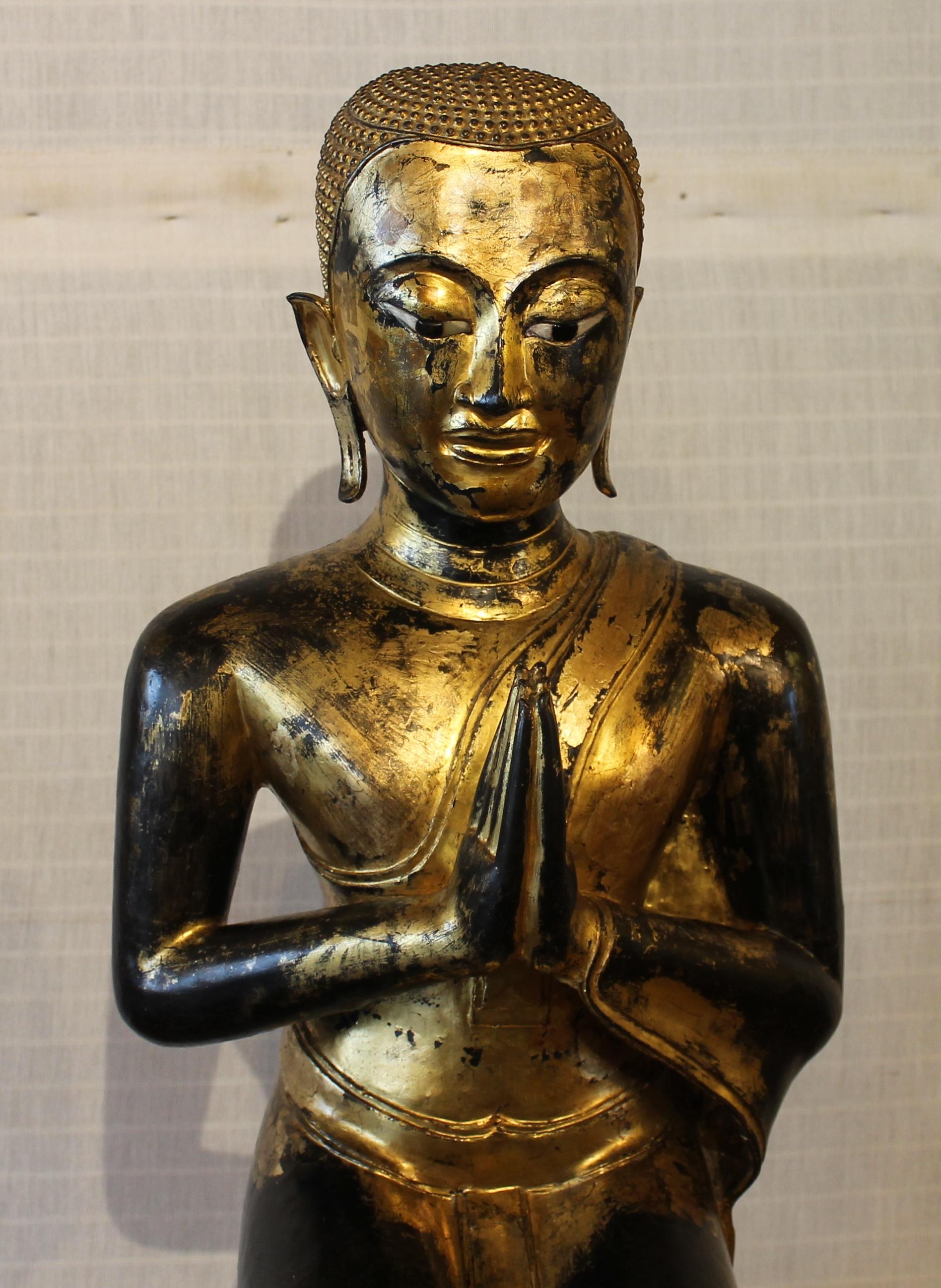 Großer Monk aus Bronze, 18. Jahrhundert, Ayuttheya-Periode, Thailand im Zustand „Gut“ im Angebot in Brussels, Brussels