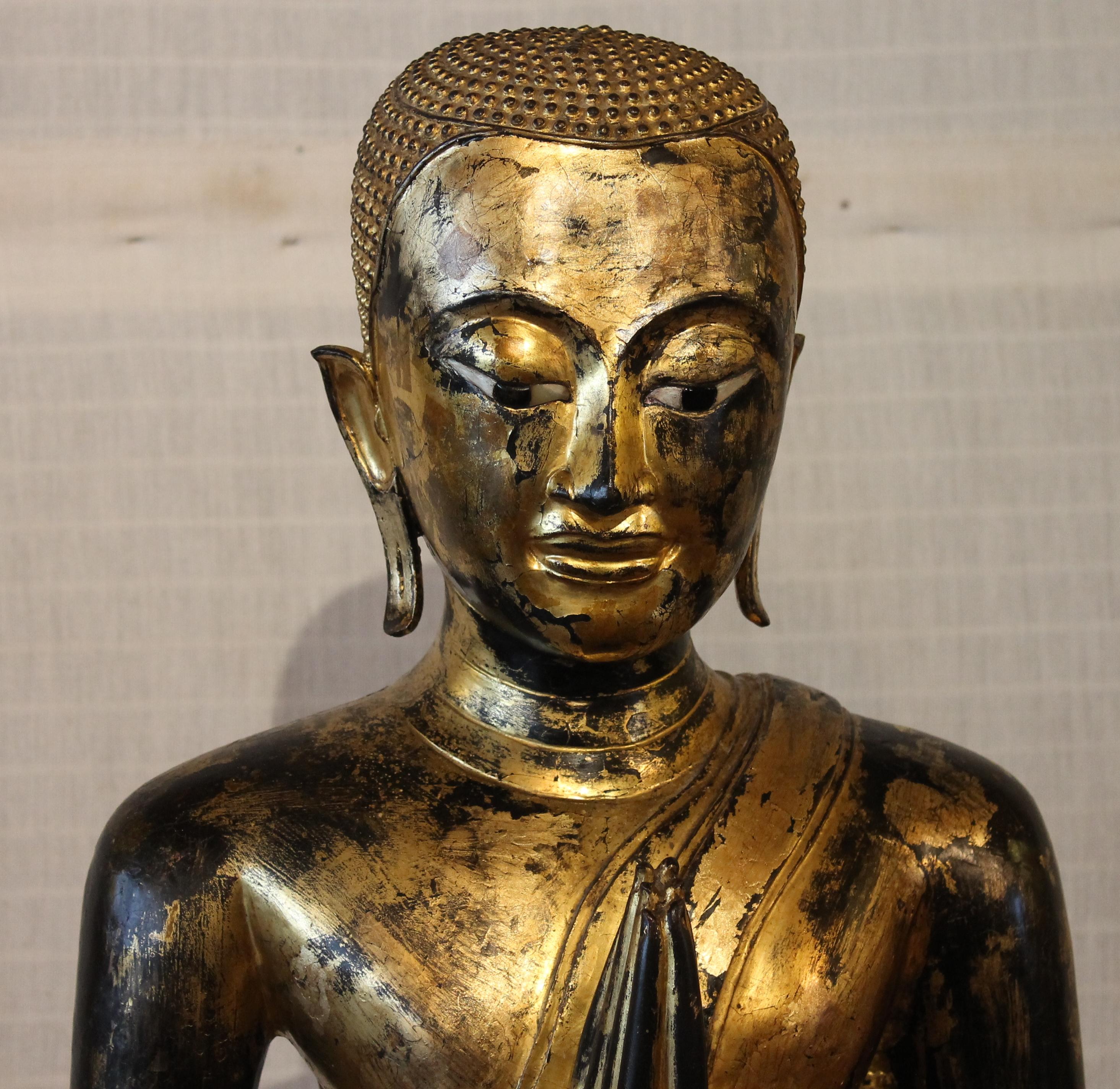 Großer Monk aus Bronze, 18. Jahrhundert, Ayuttheya-Periode, Thailand (18. Jahrhundert und früher) im Angebot