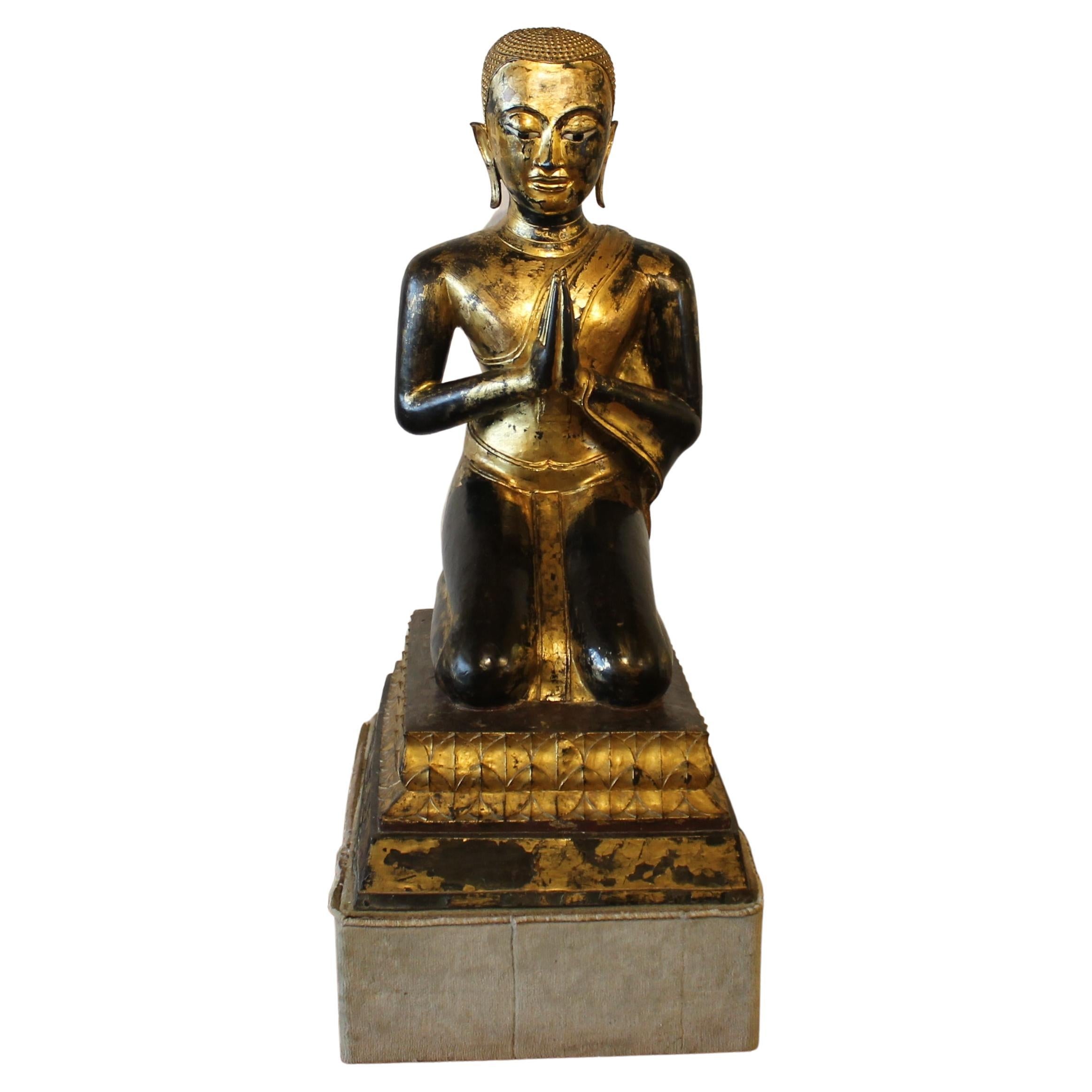 Large Bronze Monk, 18th Century, Ayuttheya Period, Thailand For Sale