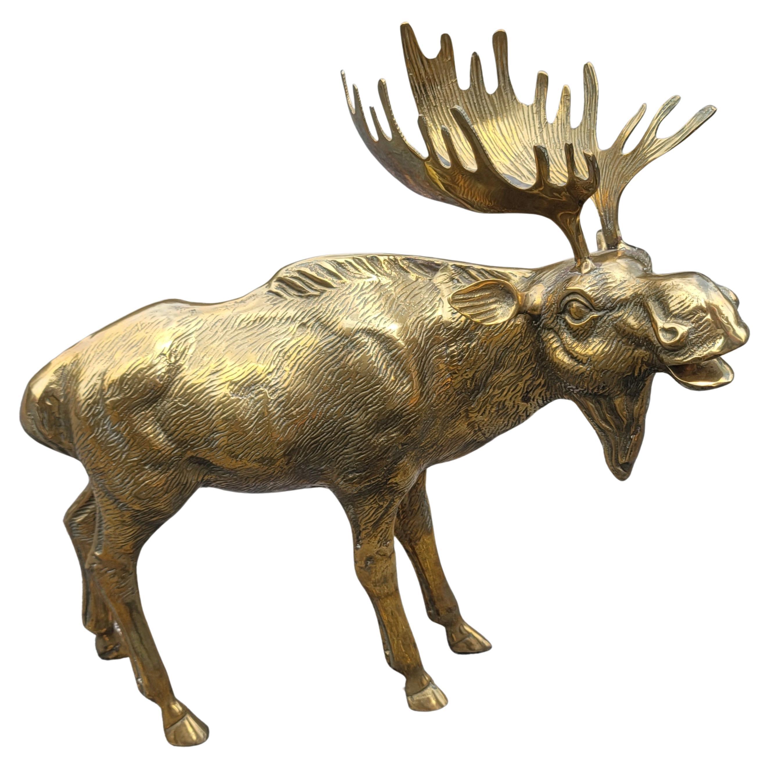 Metalwork Large Bronze Moose Sculpture