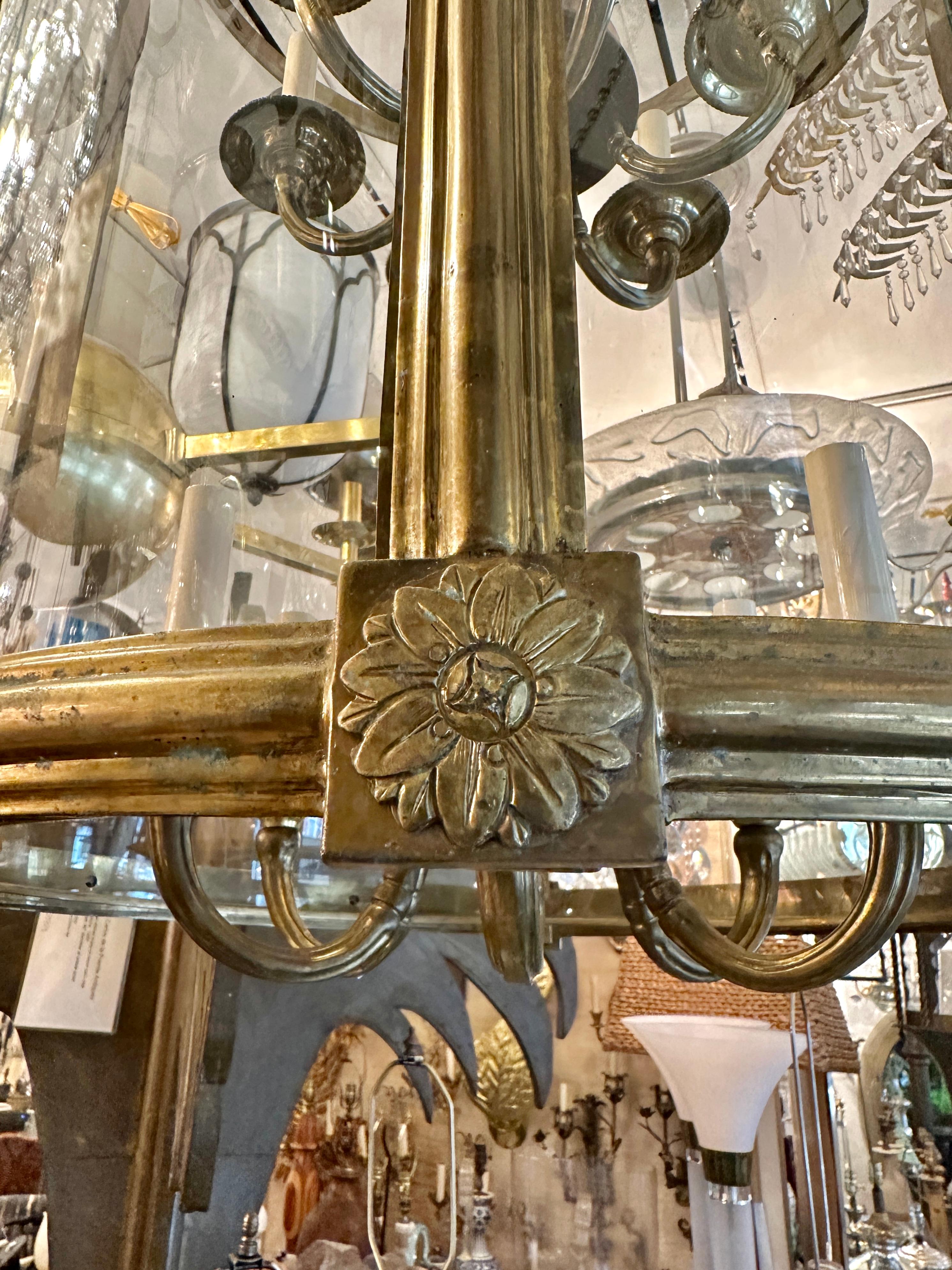 Early 20th Century Large Bronze Neoclassic Lantern For Sale