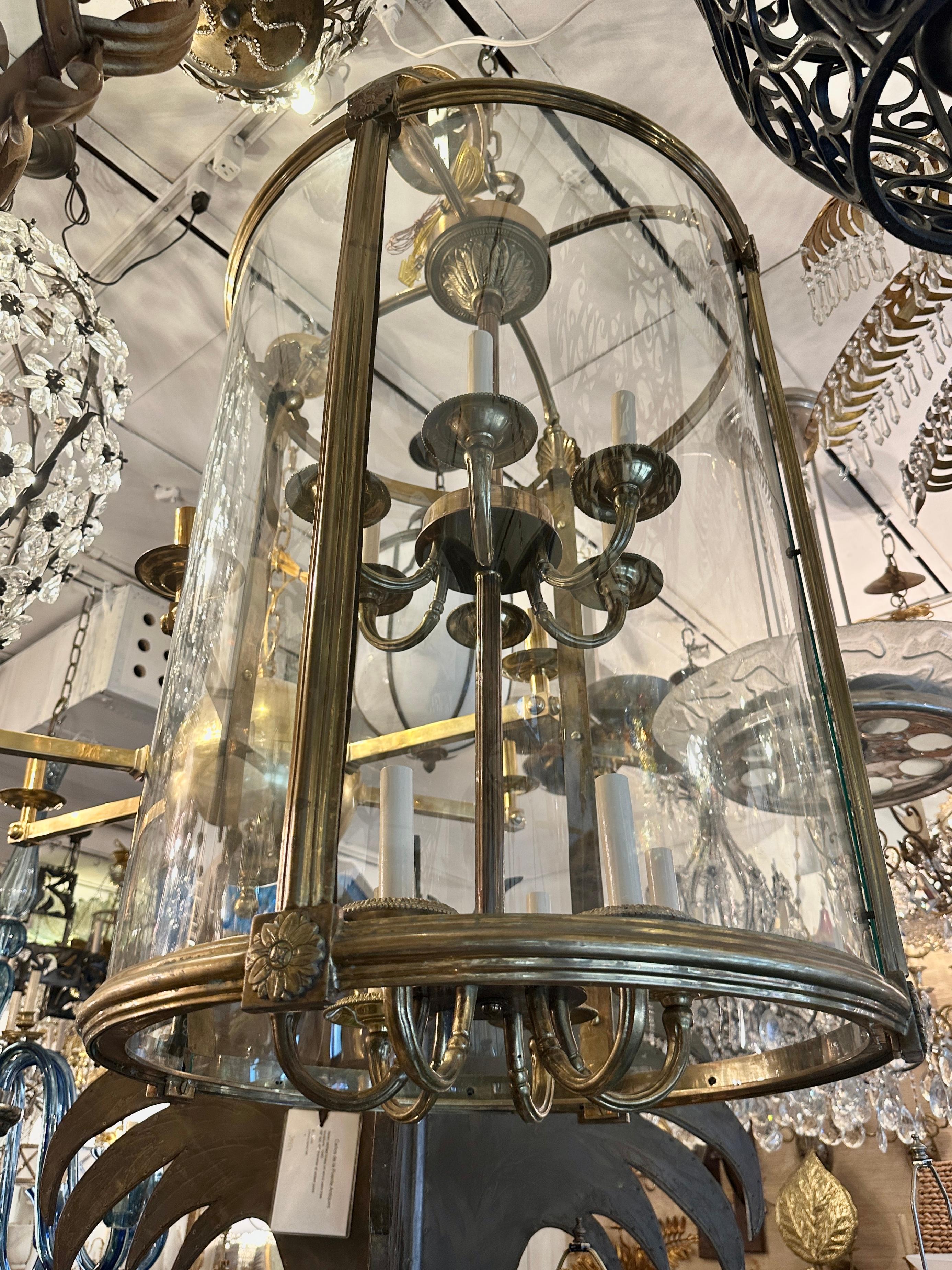 Large Bronze Neoclassic Lantern For Sale 1