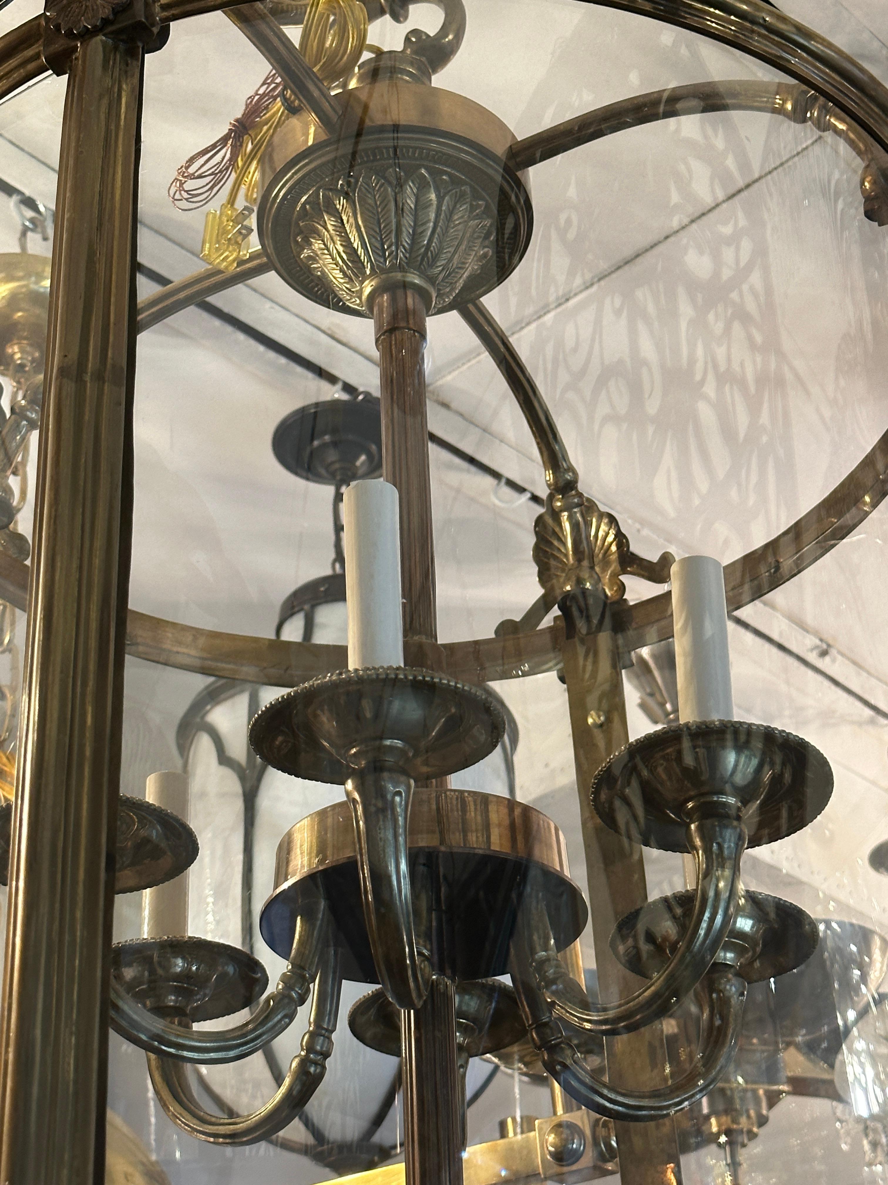 Large Bronze Neoclassic Lantern For Sale 2