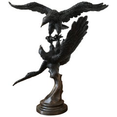 Large Bronze of Two Fighting Eagles