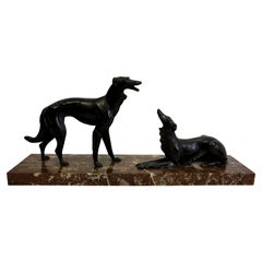 Large Bronze of Two Hunting Dogs
