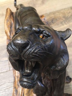 Large Bronze Okimono of a Tiger, Signed, Meiji Period