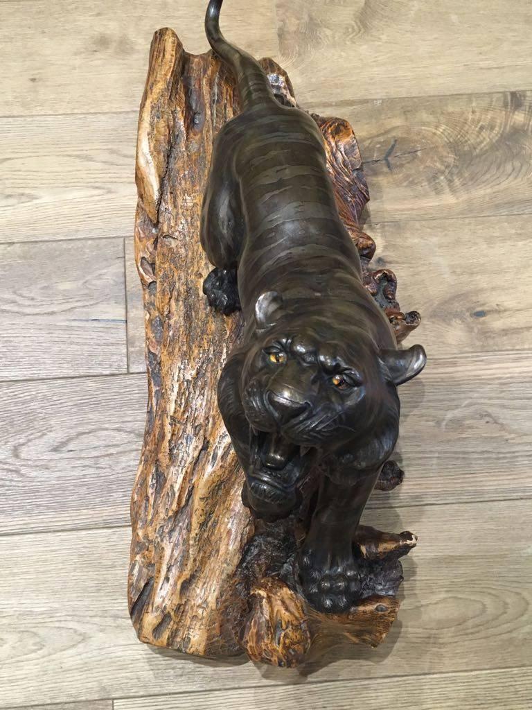 Other Large Bronze Okimono of a Tiger, Signed, Meiji Period For Sale