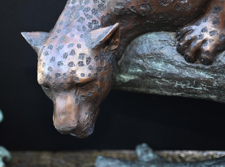 Large Bronze Panther Statue Garden Cat Sculpture For Sale at 1stDibs