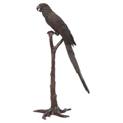 Large Bronze Parrot Sculpture