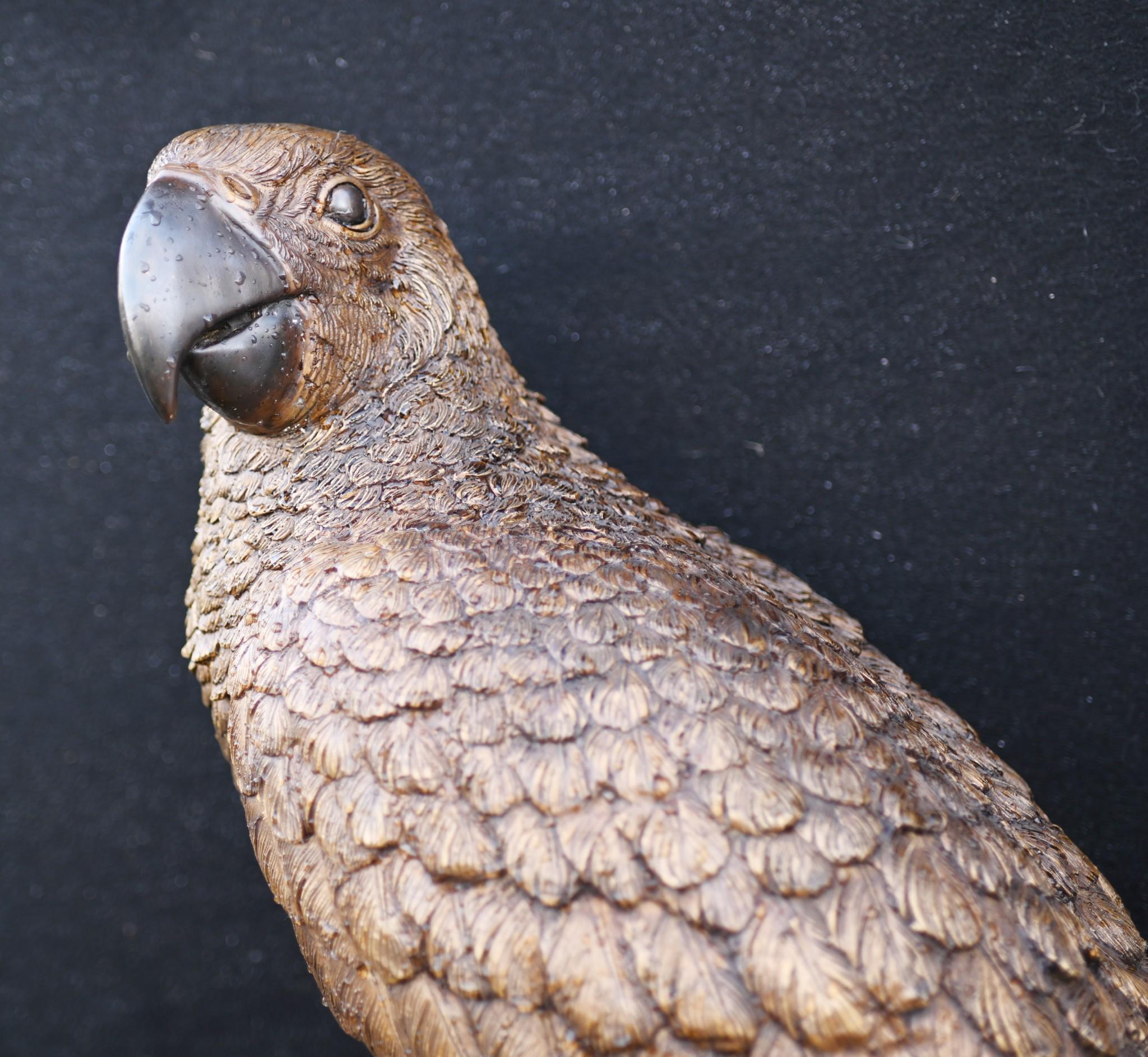 Large Bronze Parrot Statue Bird Branch Garden Casting In Good Condition In Potters Bar, GB