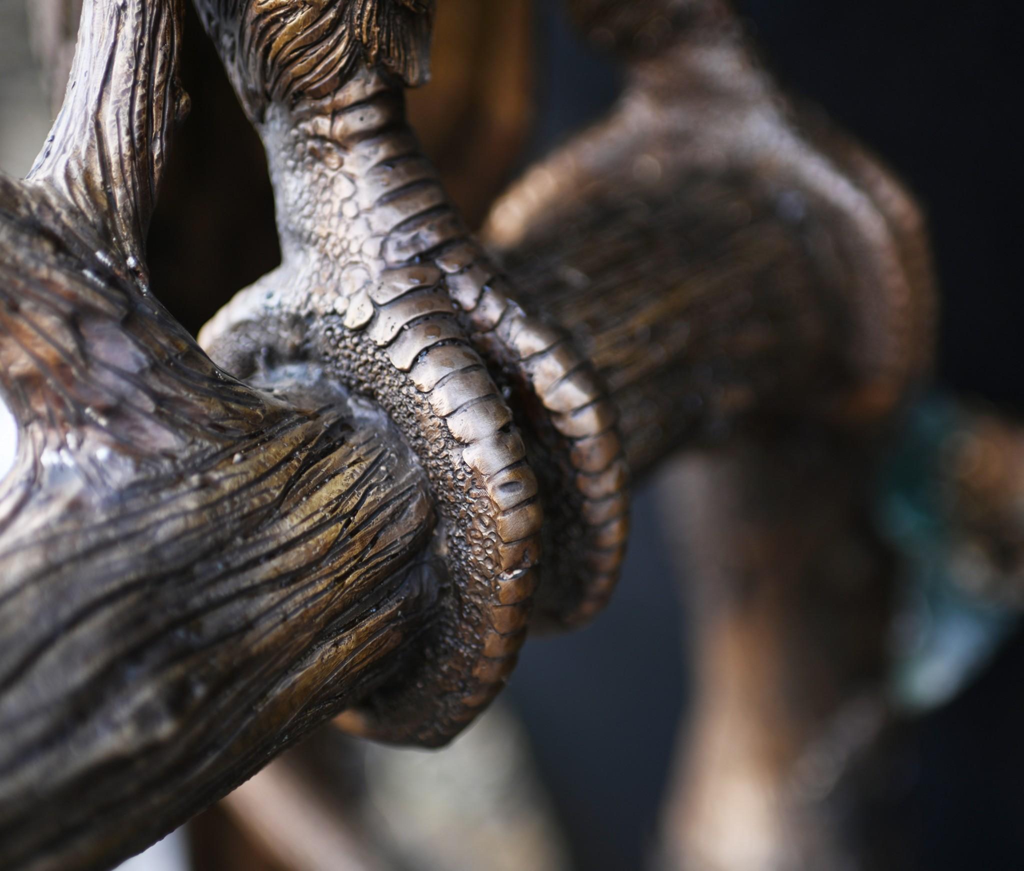 Large Bronze Parrot Statue Bird Branch Garden Casting 1