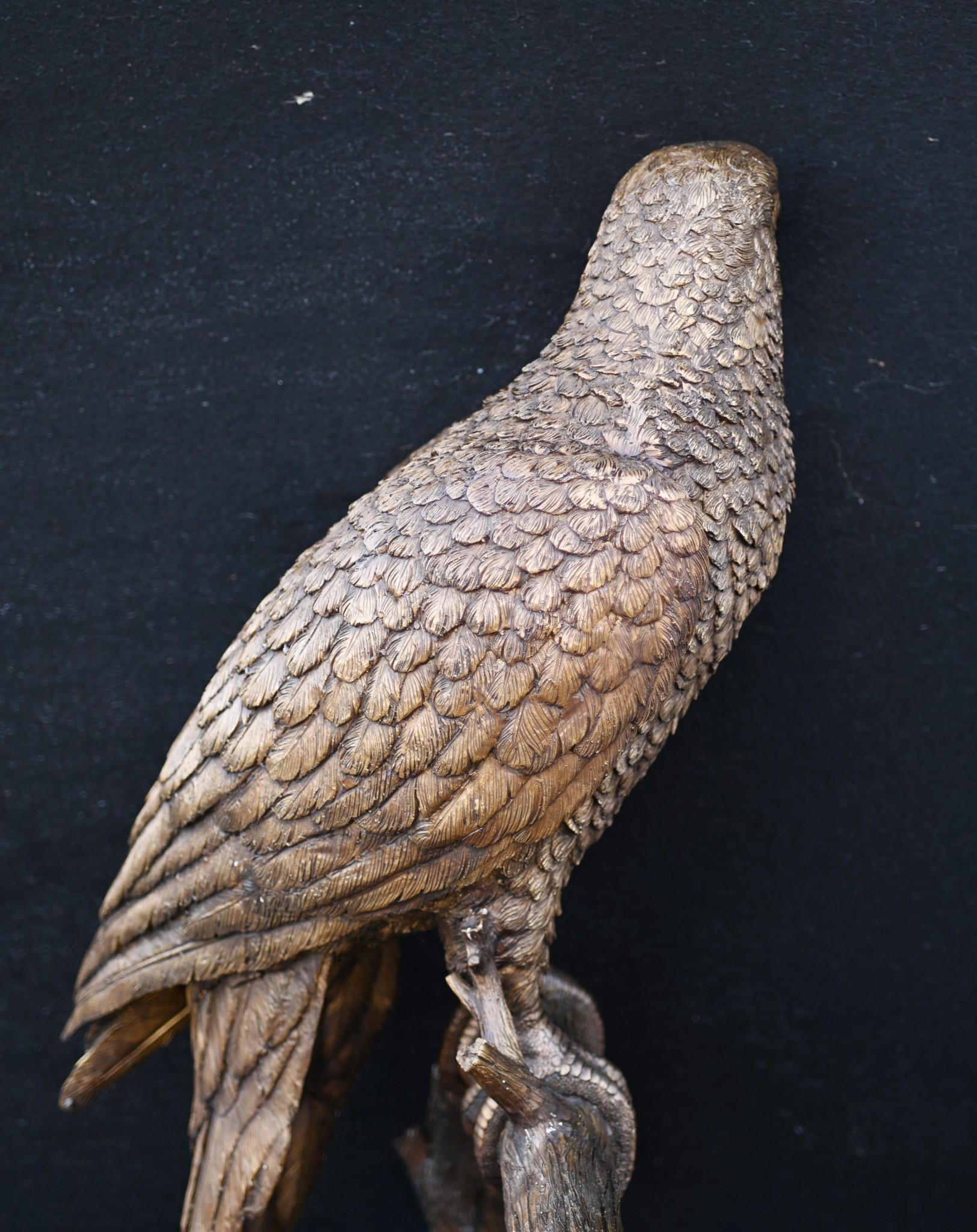 Large Bronze Parrot Statue Bird Branch Garden Casting 3