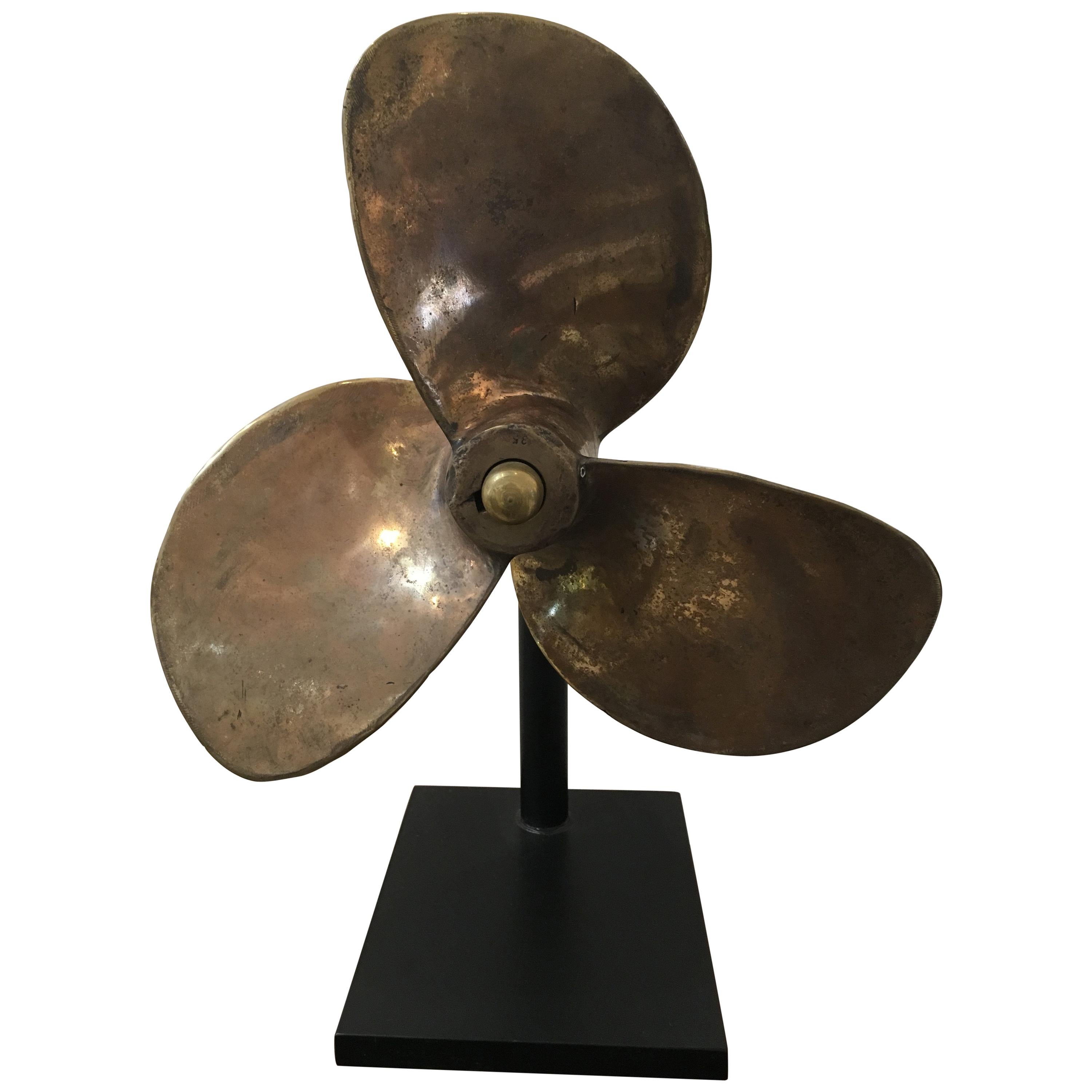 Large Nautical Lifeboat Bronze Propeller on Custom Stand
