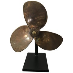 Vintage Large Nautical Lifeboat Bronze Propeller on Custom Stand