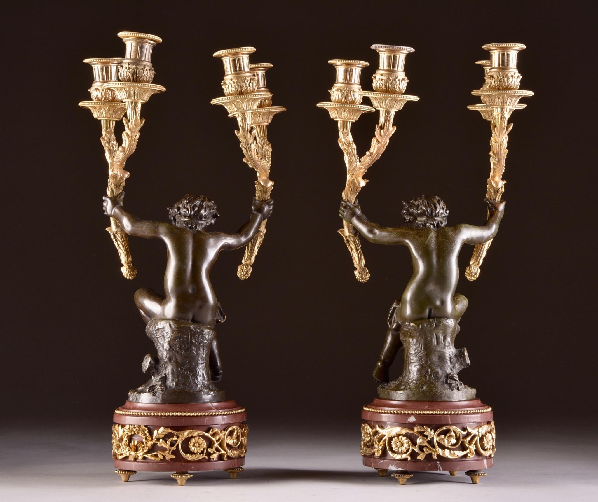 Very stylish French bronze patinated and gilded candlesticks, with putti, Signed Clodion (Claude Michel Clodion, 1738-1814) in very good condition. Weight is 7.5 kg each.
Dimensions: 46 x 25 x 20 cm
Weight: 15 kg.

  