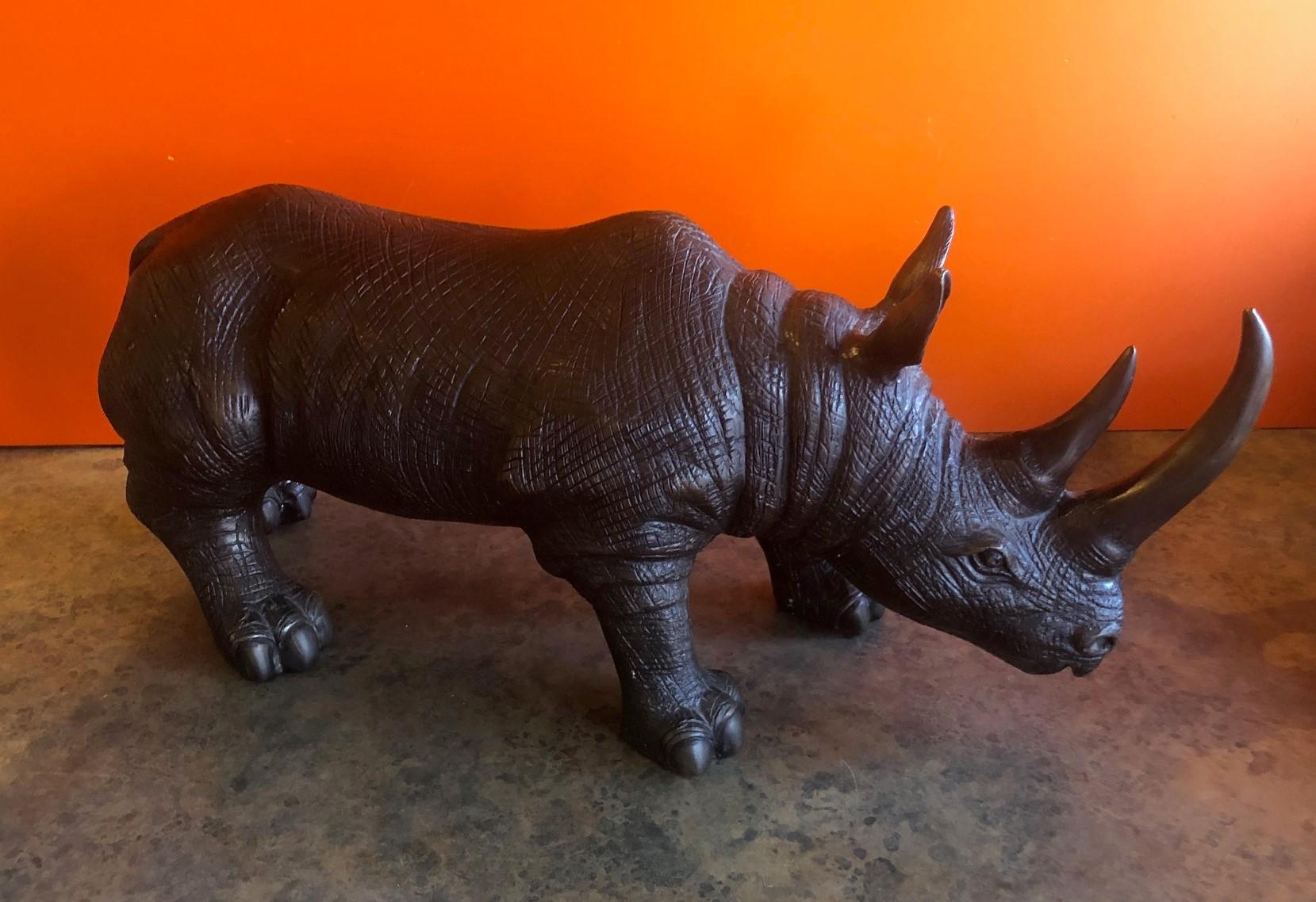 American Large Bronze Rhinoceros / Rhino Sculpture