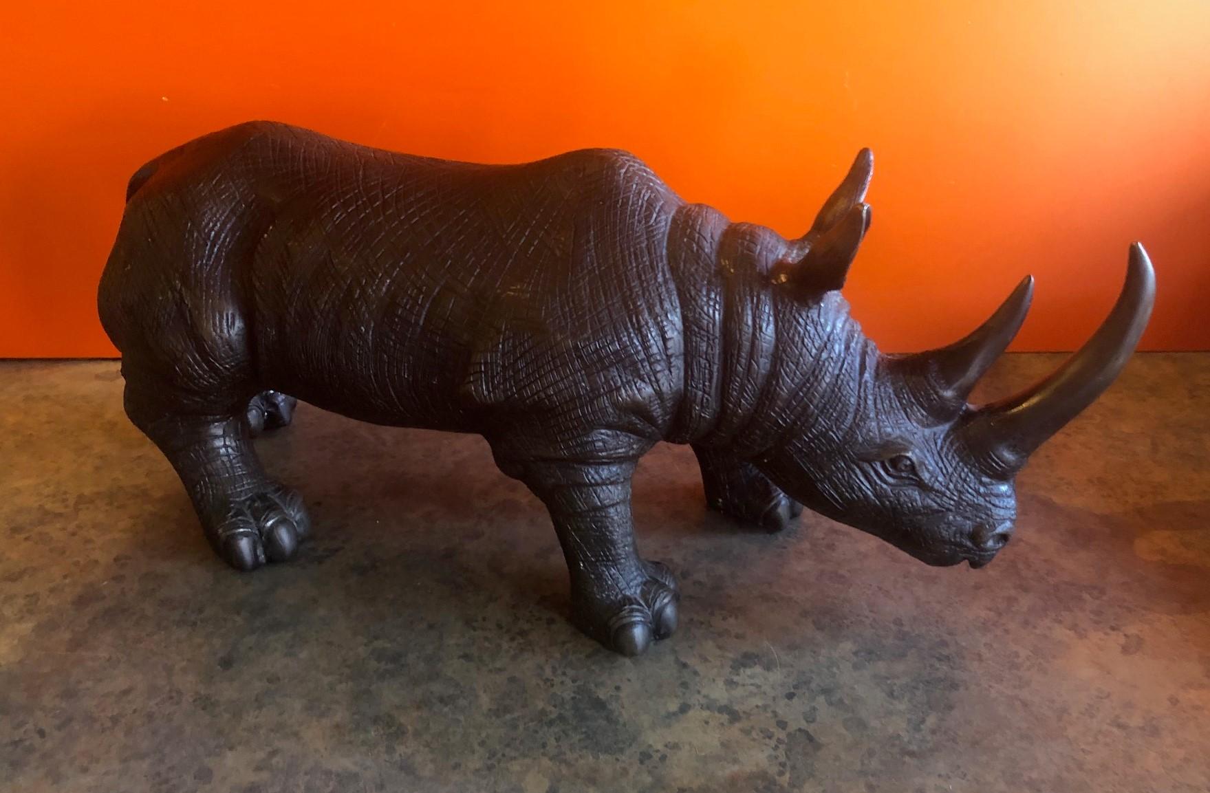 Large Bronze Rhinoceros / Rhino Sculpture In Good Condition In San Diego, CA