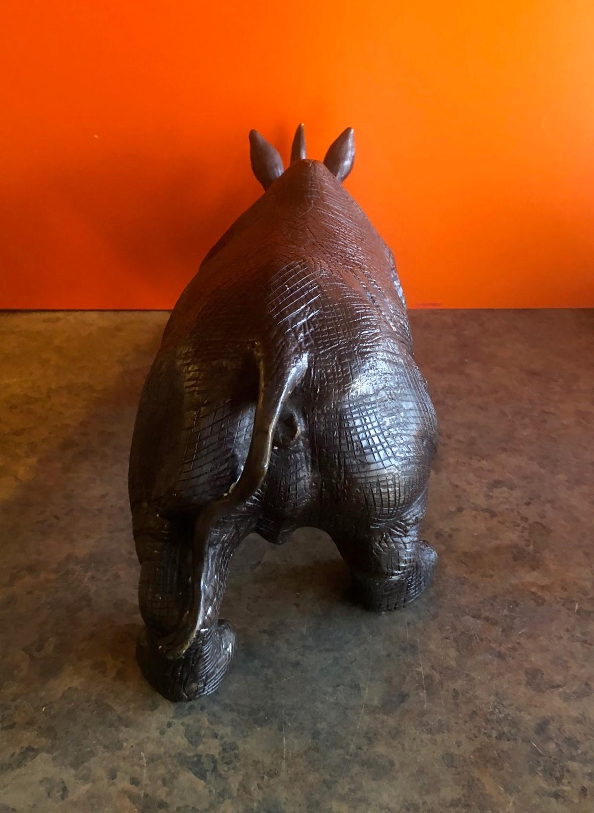 20th Century Large Bronze Rhinoceros / Rhino Sculpture