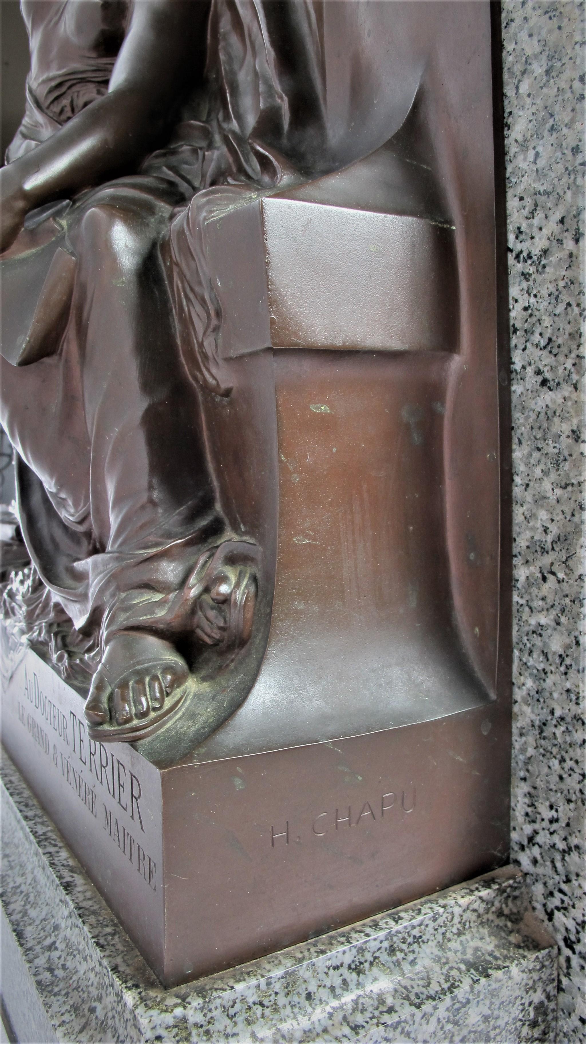 Sculpté à la main Grande sculpture en bronze d'Henri Chapu ''1833-1891'', ''La Pensée'', école française en vente