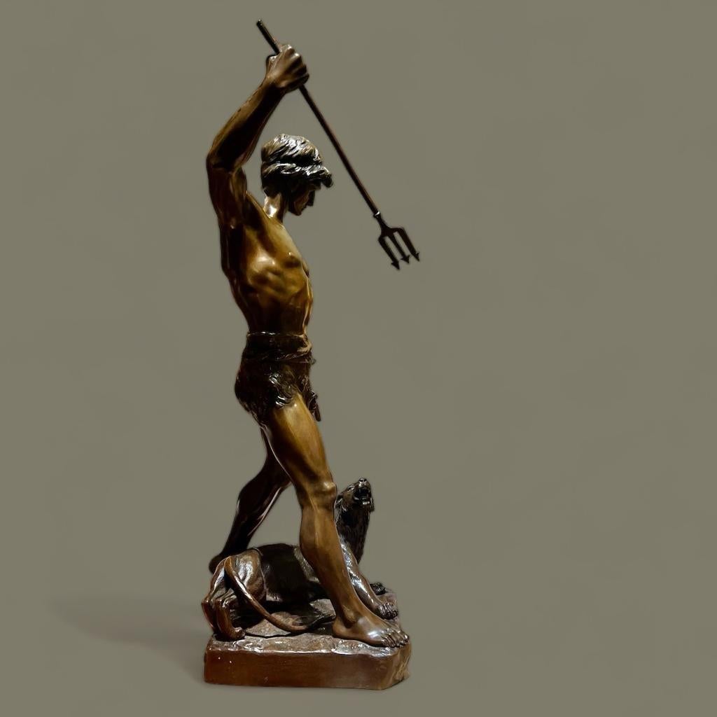 French Large Bronze Sculpture 'Le Dominator' by Henri Fugere (1872-1944)